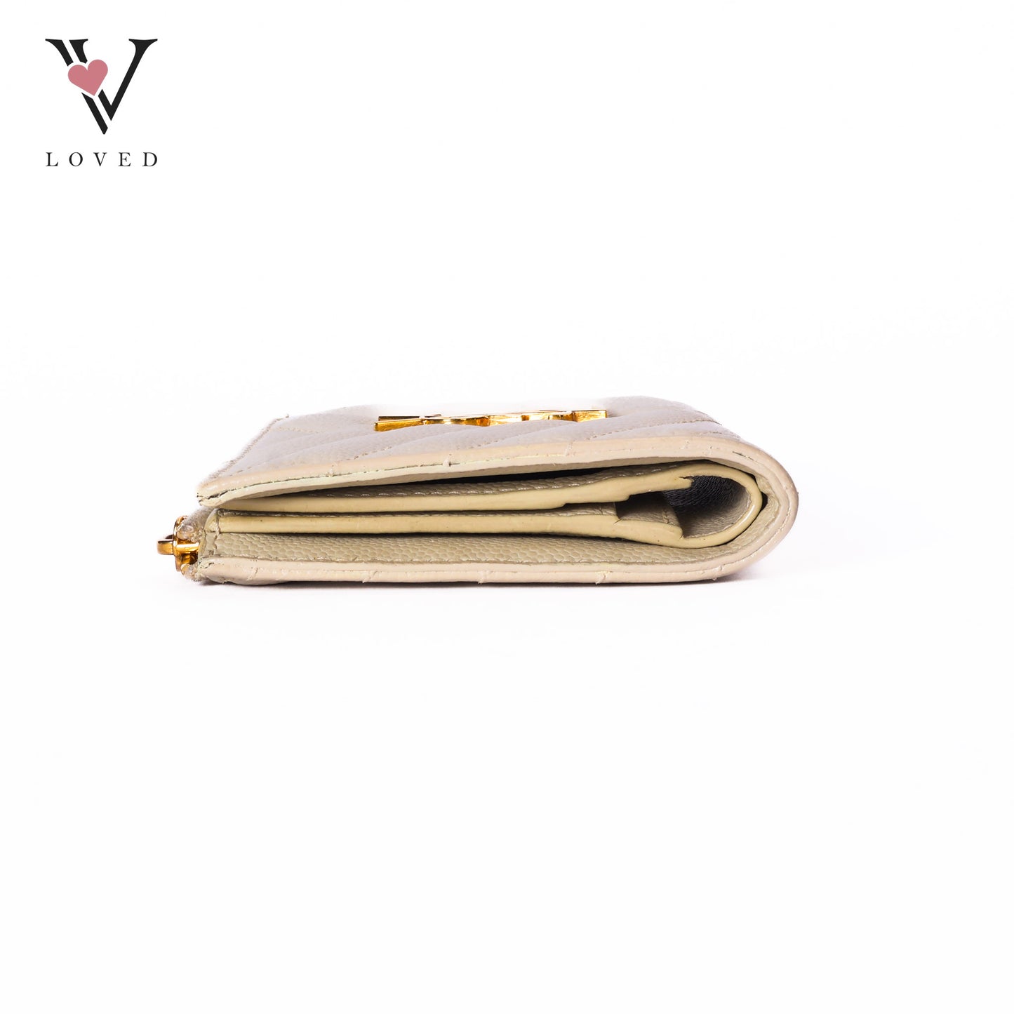 Cassandre White Caviar Leather Compact Wallet