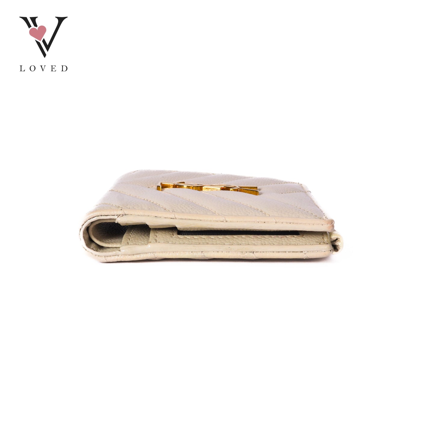 Cassandre White Caviar Leather Compact Wallet