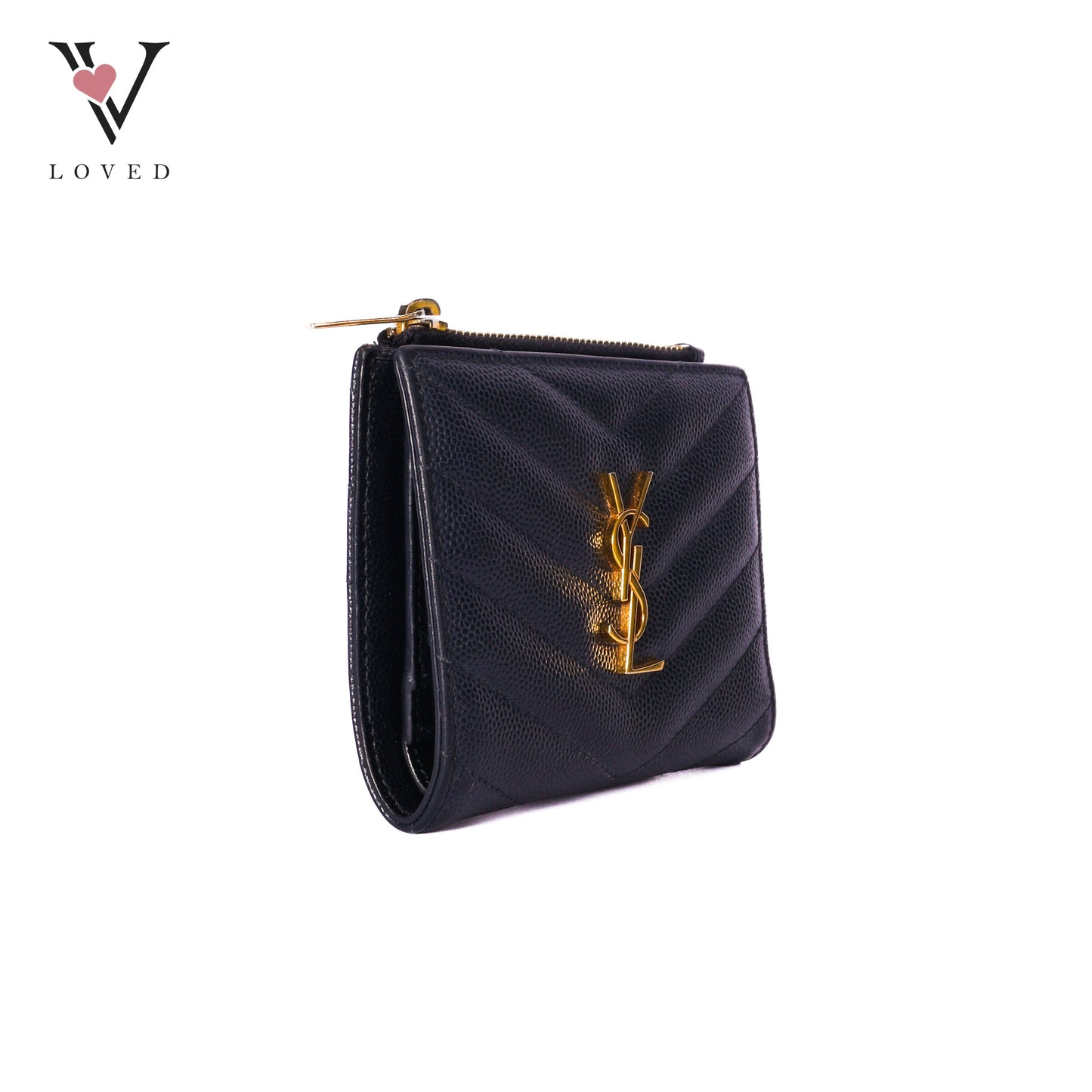 Grain De Poudre Matelasse Chevron Monogram Zipped Card Case