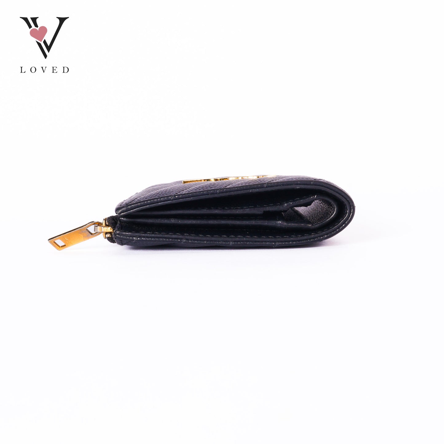 Grain De Poudre Matelasse Chevron Monogram Zipped Card Case