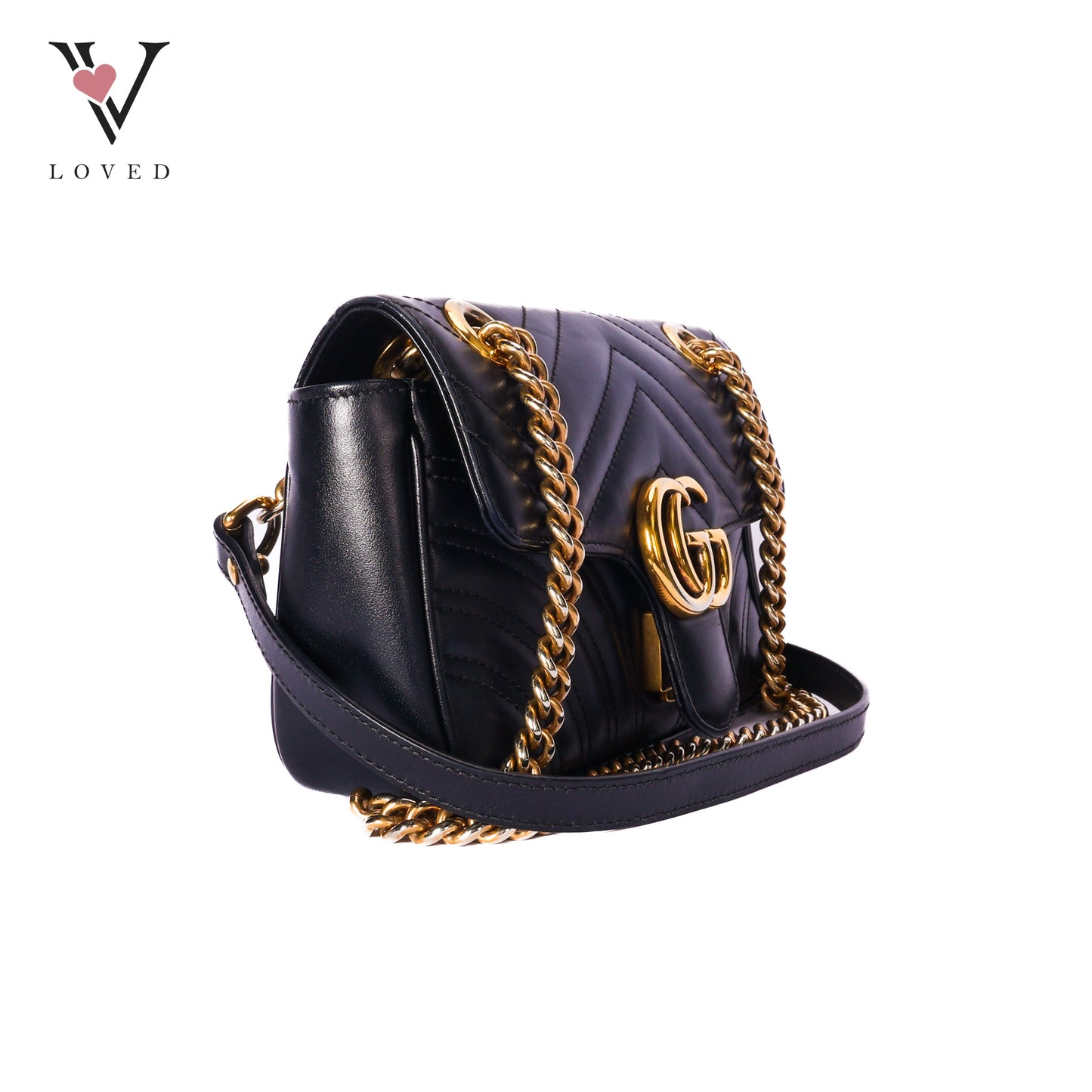 Marmont Mini Shoulder Bag in Black Leather