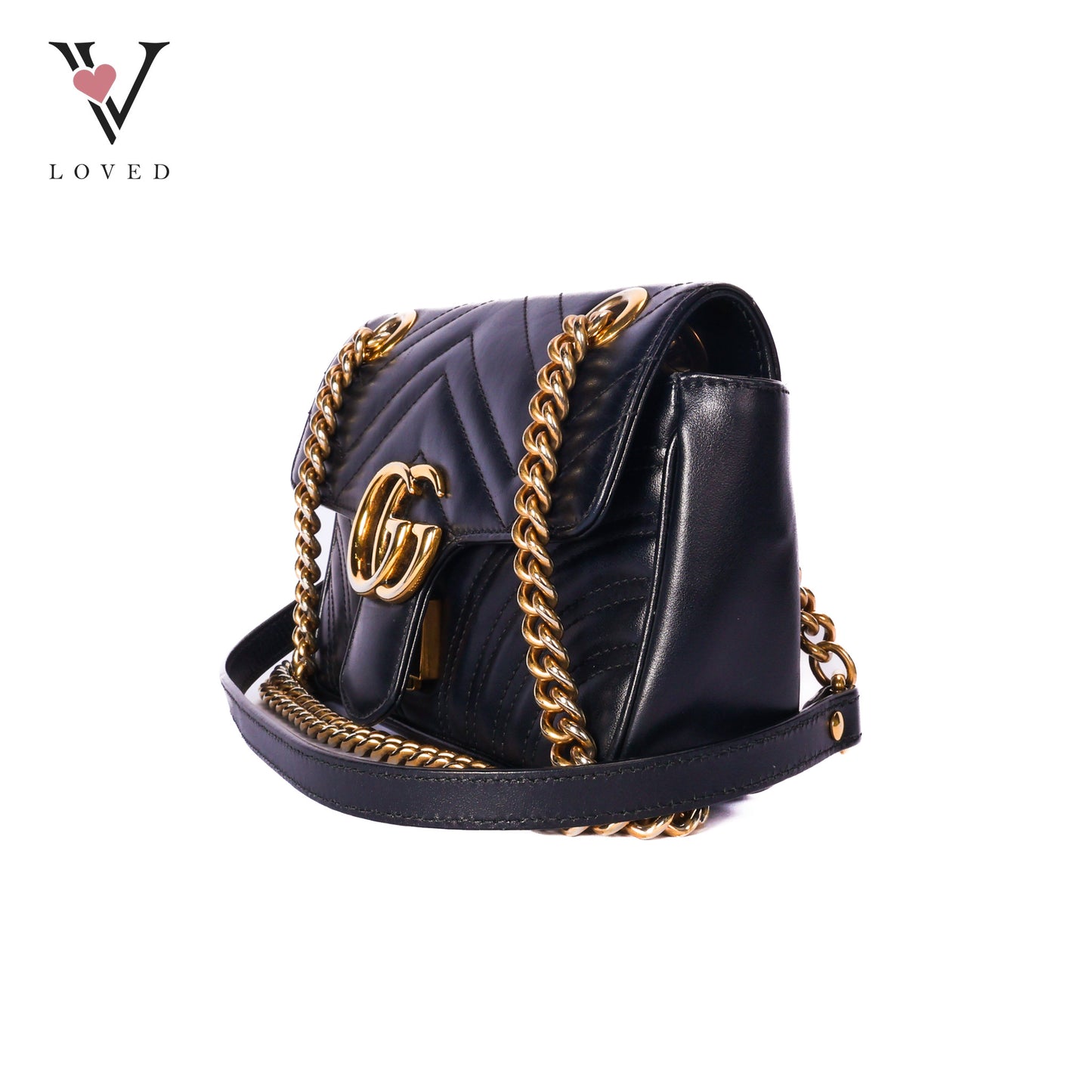 Marmont Mini Shoulder Bag in Black Leather