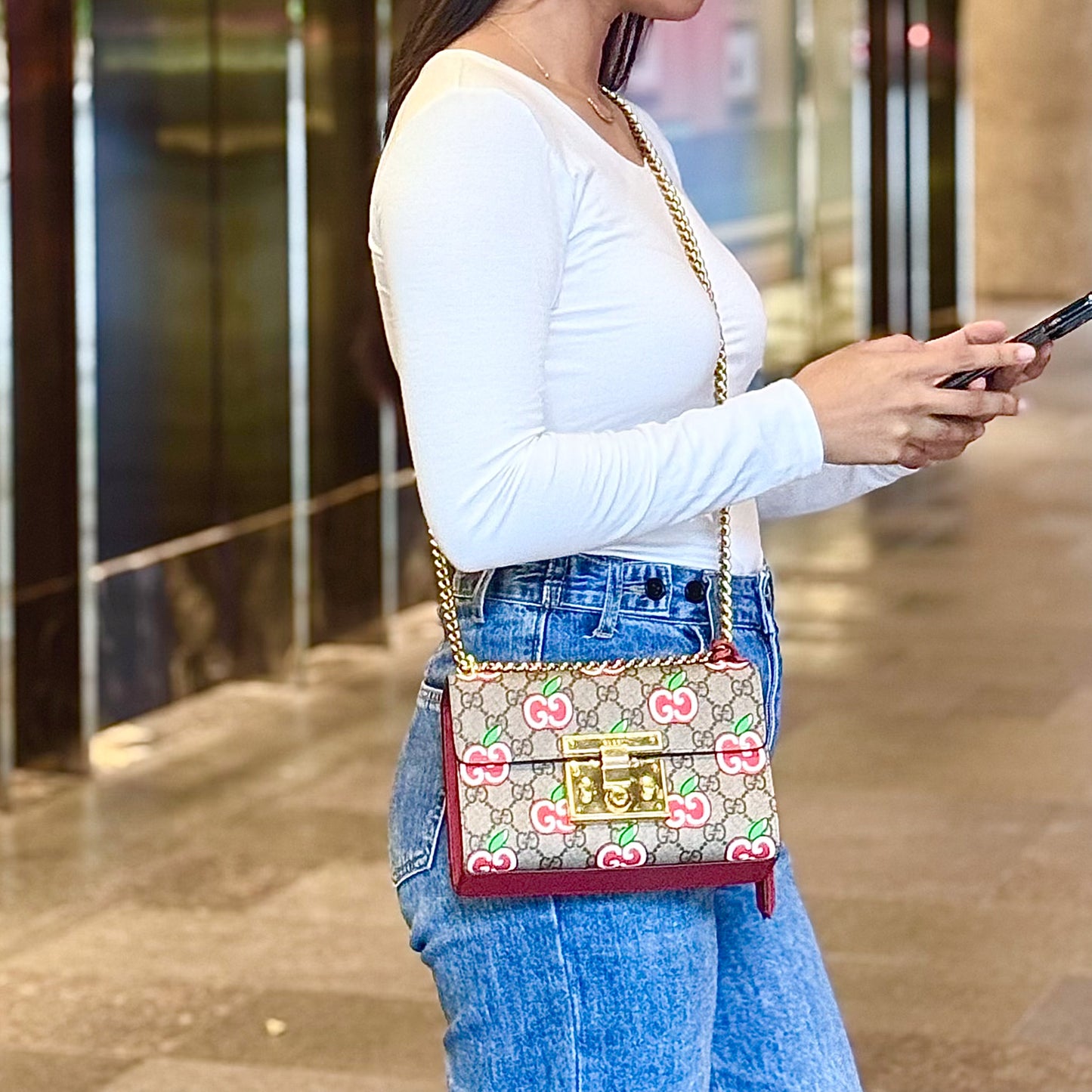 Padlock Shoulder Bag Printed GG Coated Canvas Small