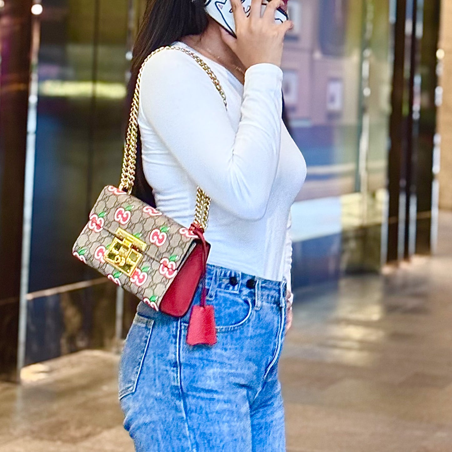 Padlock Shoulder Bag Printed GG Coated Canvas Small