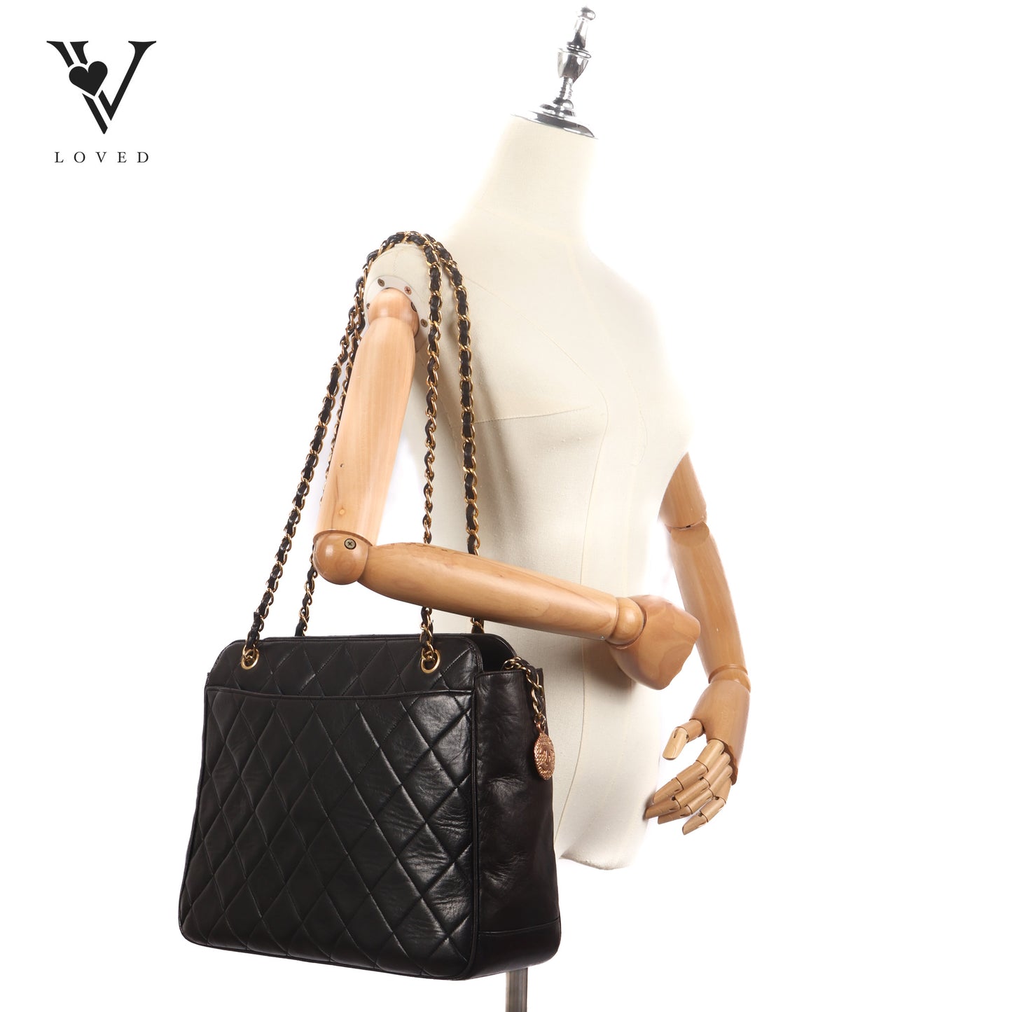 Vintage In Black Quilted Lambskin Tote Bag