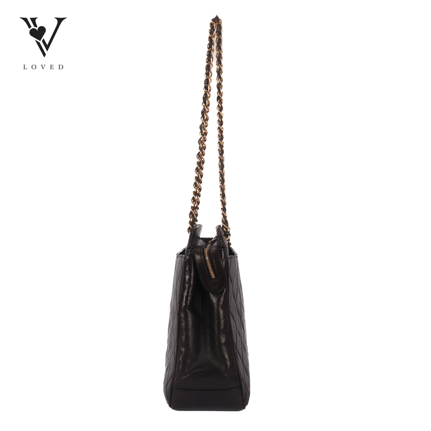 Vintage In Black Quilted Lambskin Tote Bag