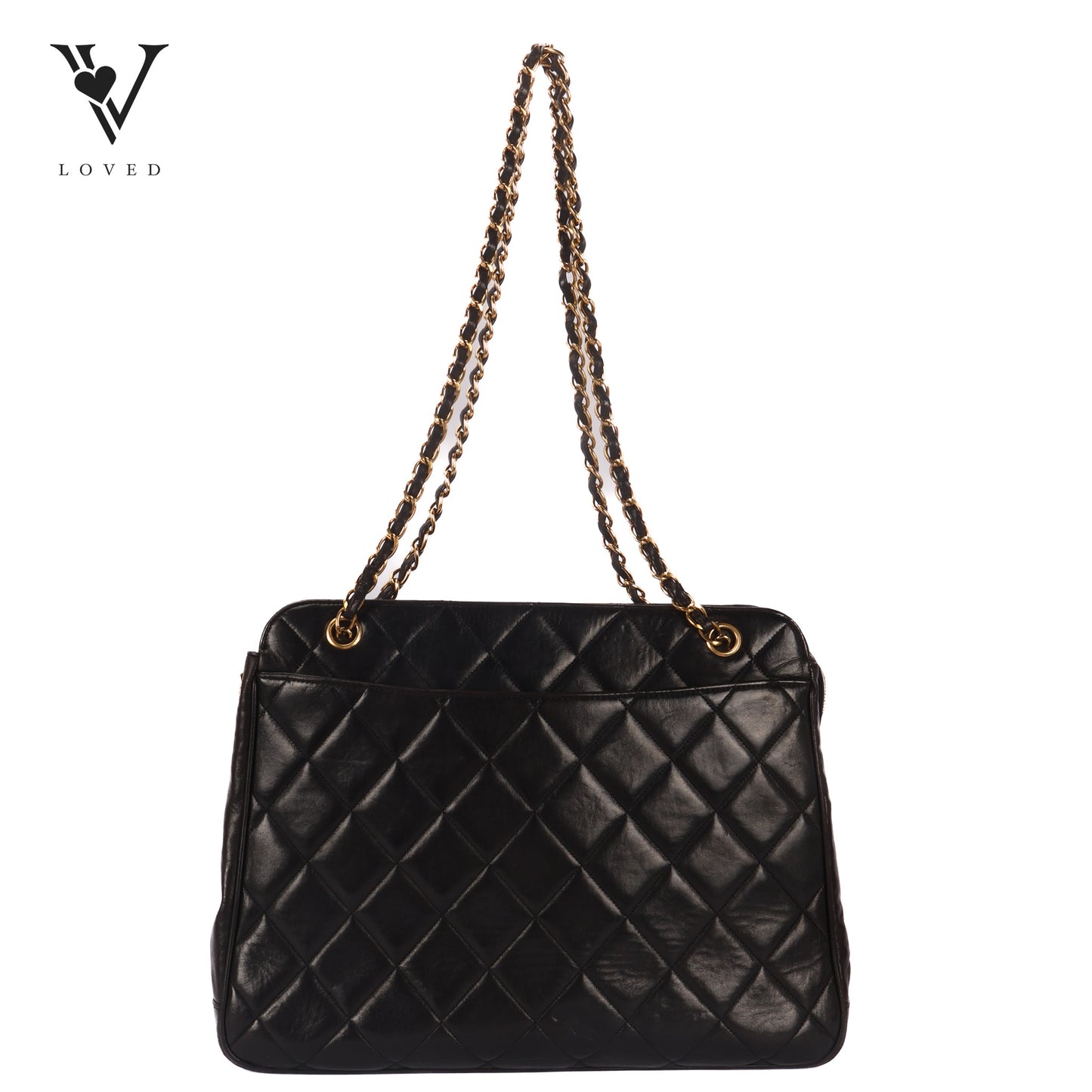 Vintage In Black Quilted Lambskin Tote Bag