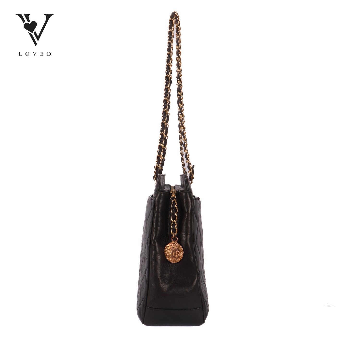 Vintage In Black Quilted Lambskin Tote Bag
