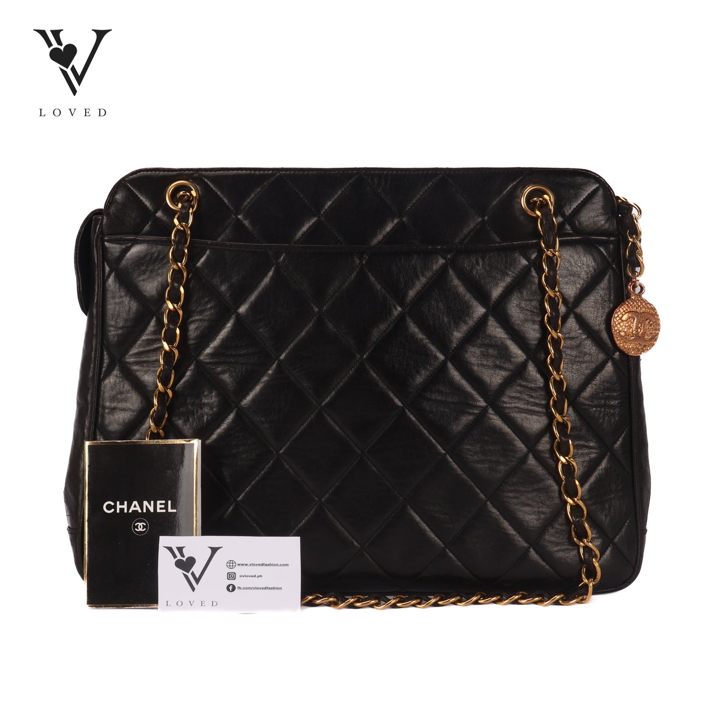 Vintage In Black Quilted Lambskin Tote Bag