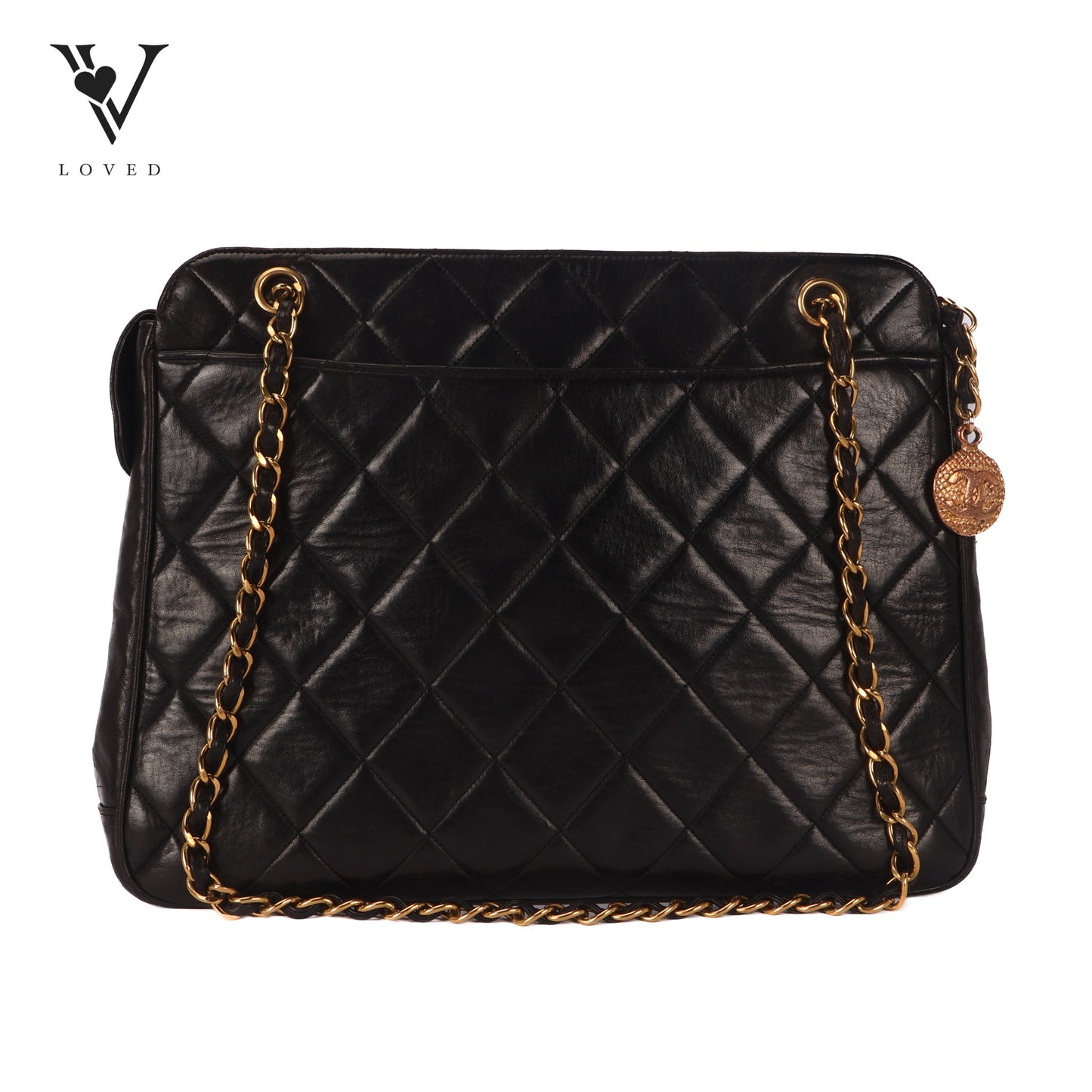 Vintage In Black Quilted Lambskin Tote Bag