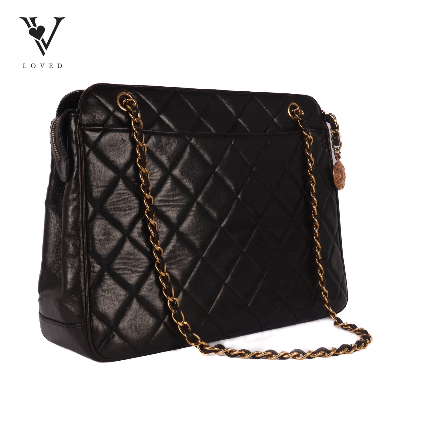 Vintage In Black Quilted Lambskin Tote Bag