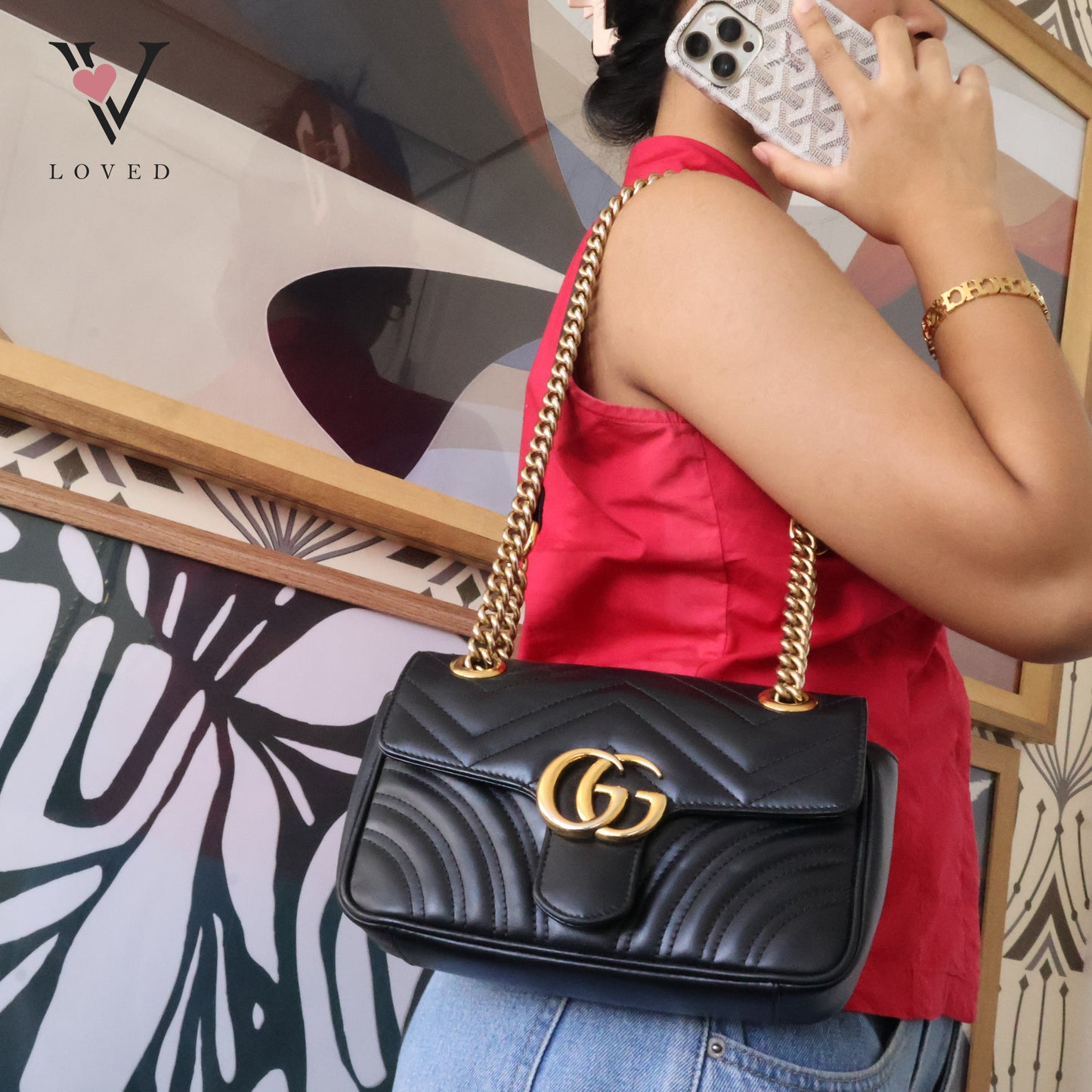 Marmont Mini Shoulder Bag in Black Leather