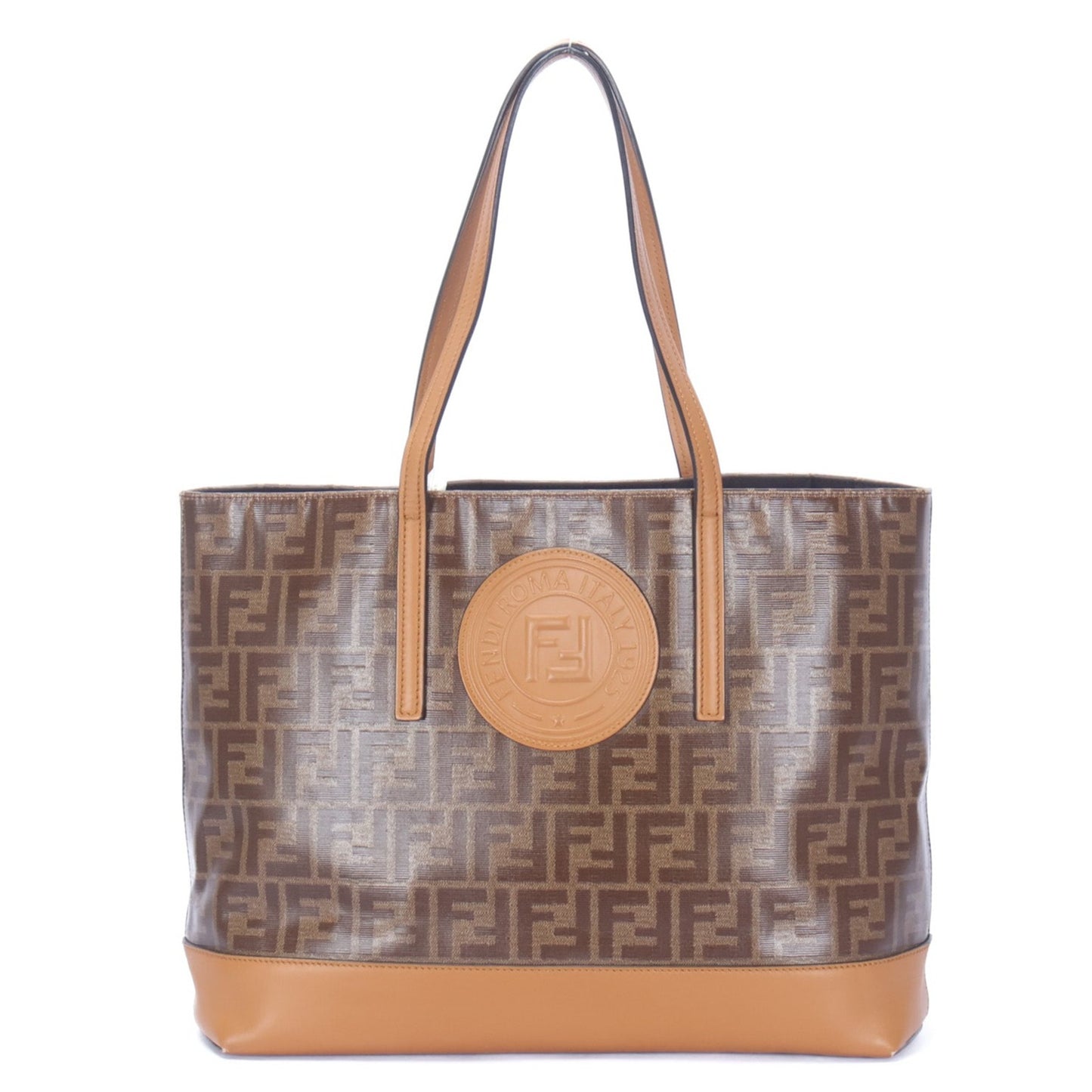 FF Coated Canvas Tote Bag In Brown