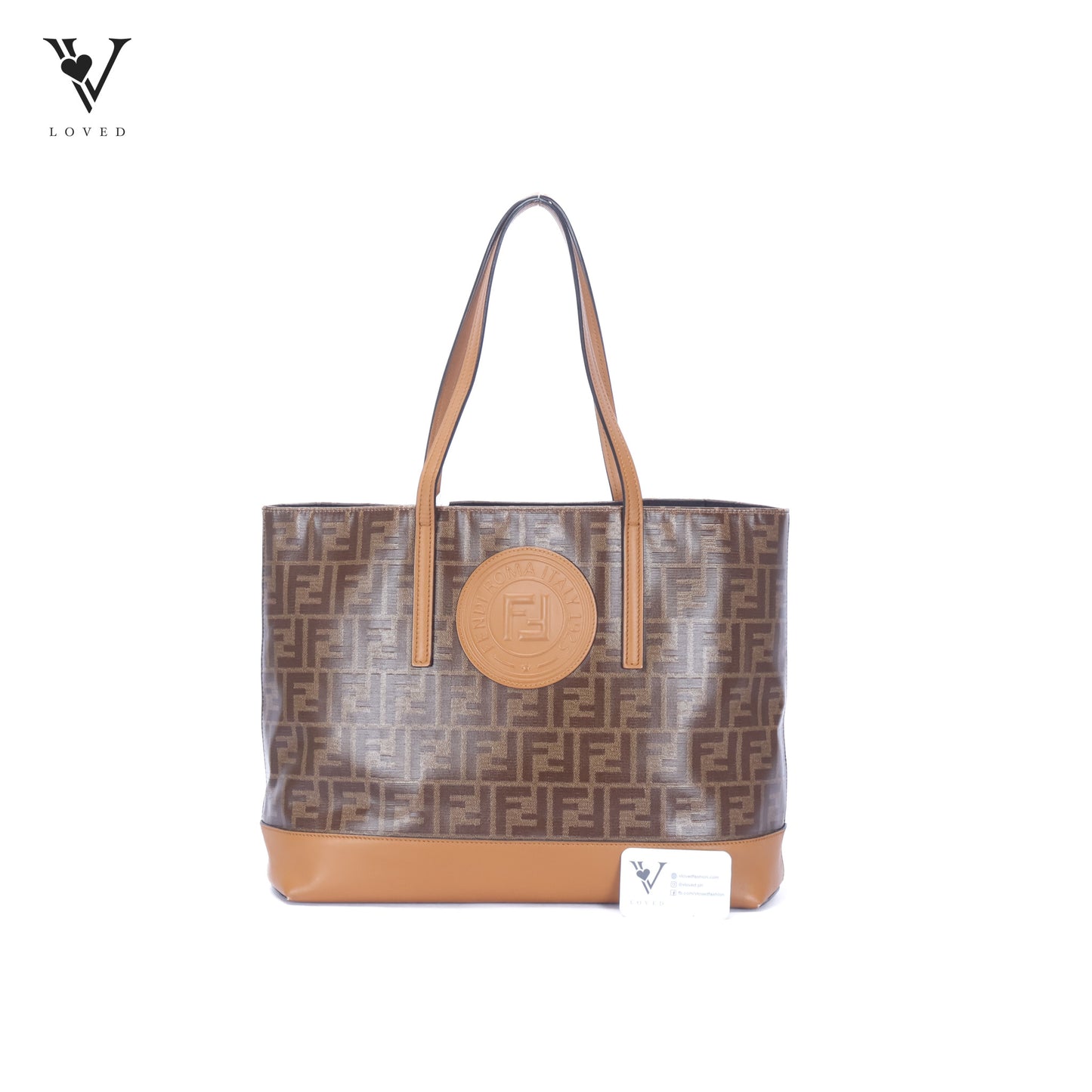 FF Coated Canvas Tote Bag In Brown