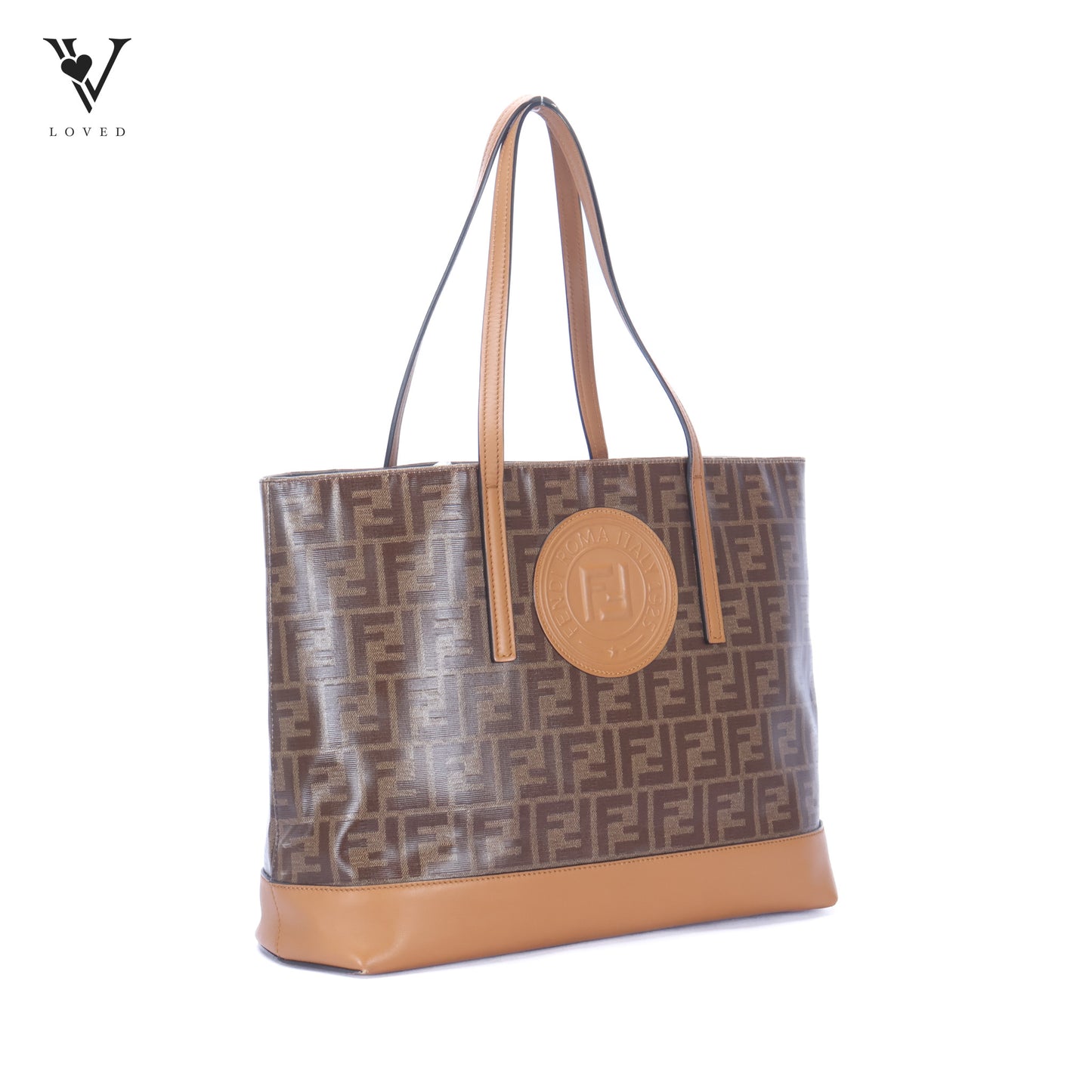 FF Coated Canvas Tote Bag In Brown