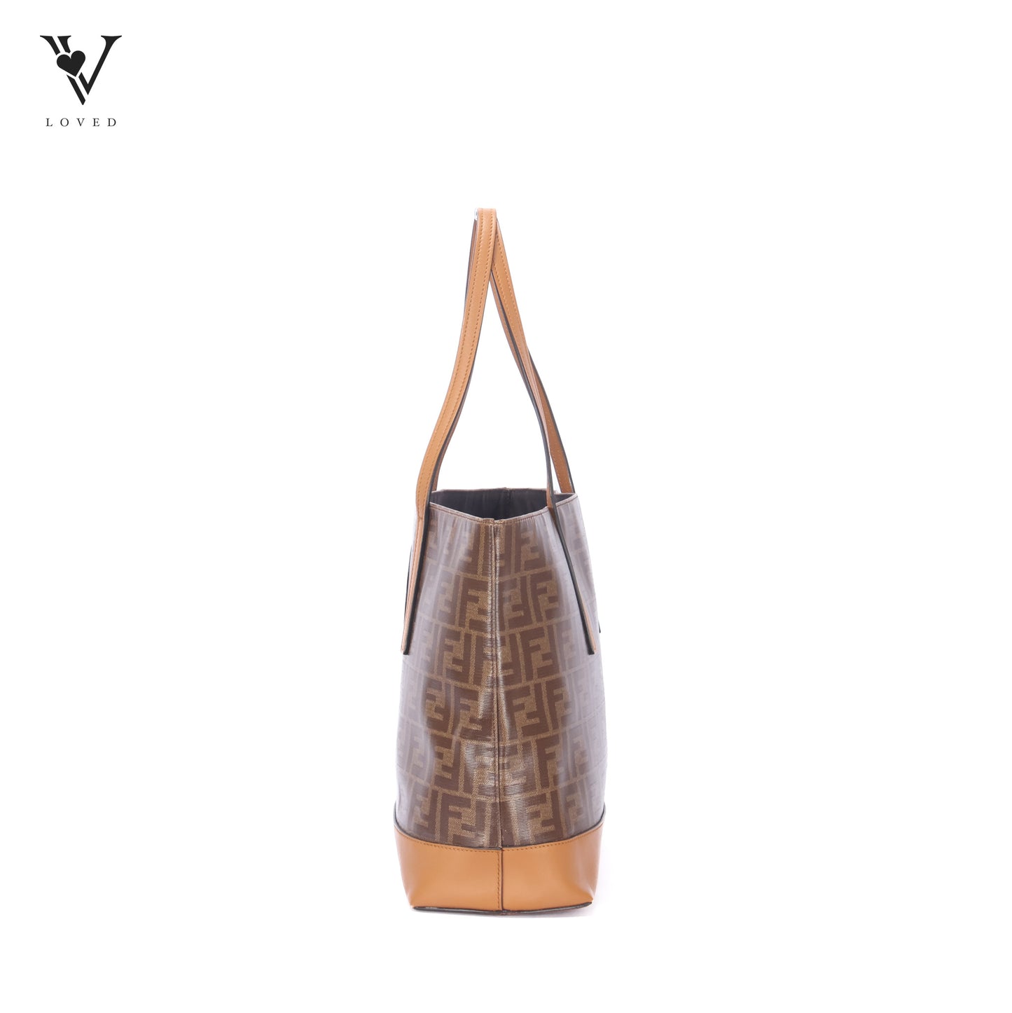 FF Coated Canvas Tote Bag In Brown