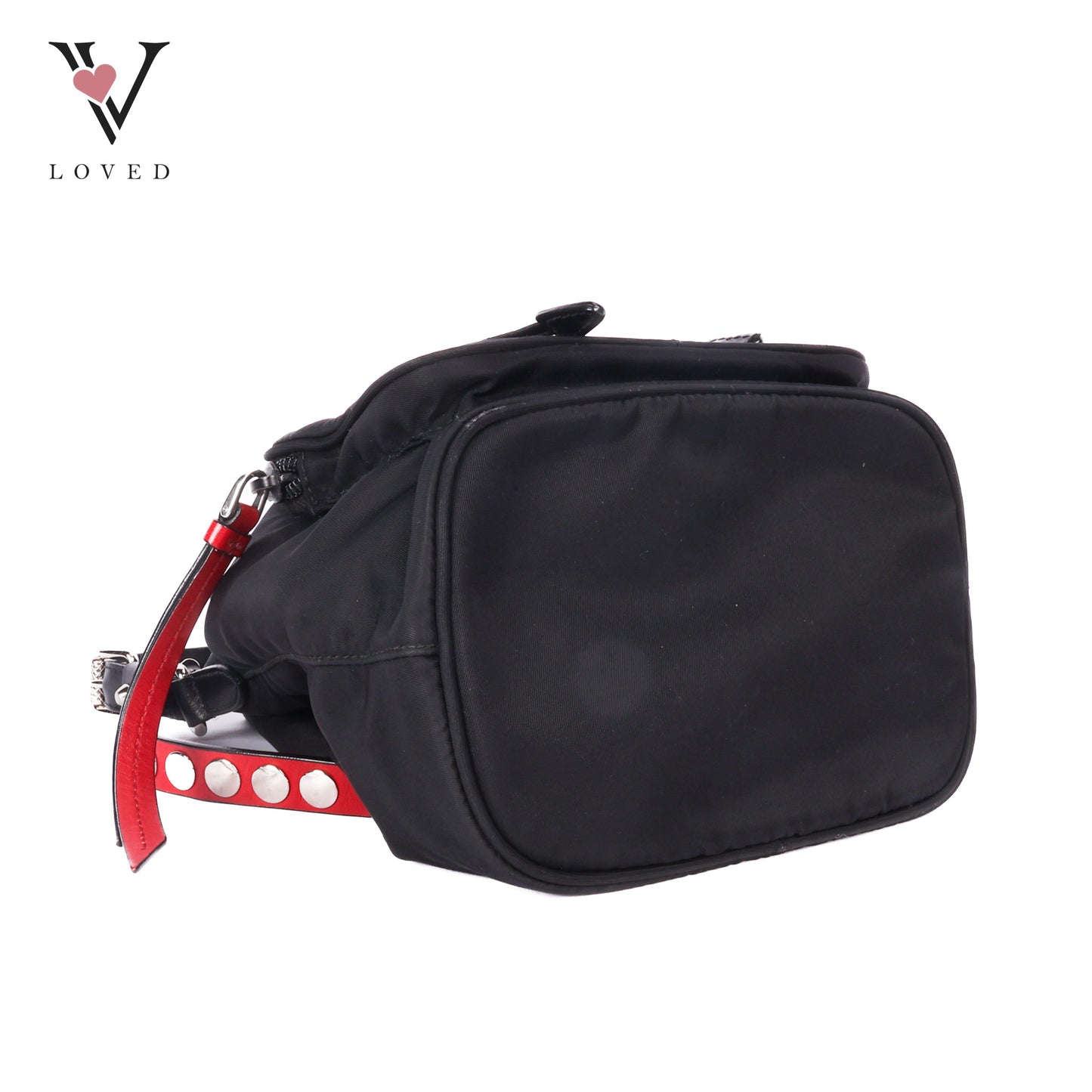Studded New Vela Tessuto Nylon Bucket Bag
