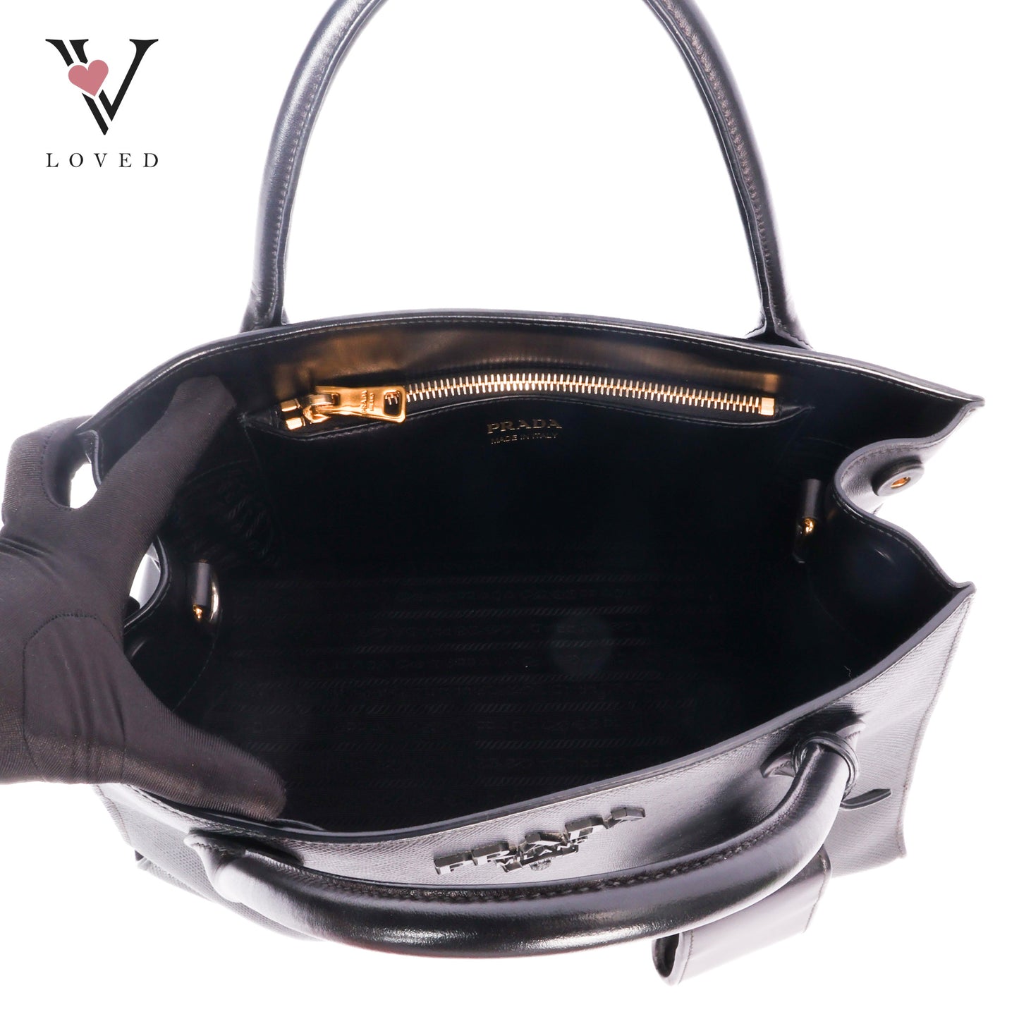 Black Saffiano Lux Leather Monochrome Tote
