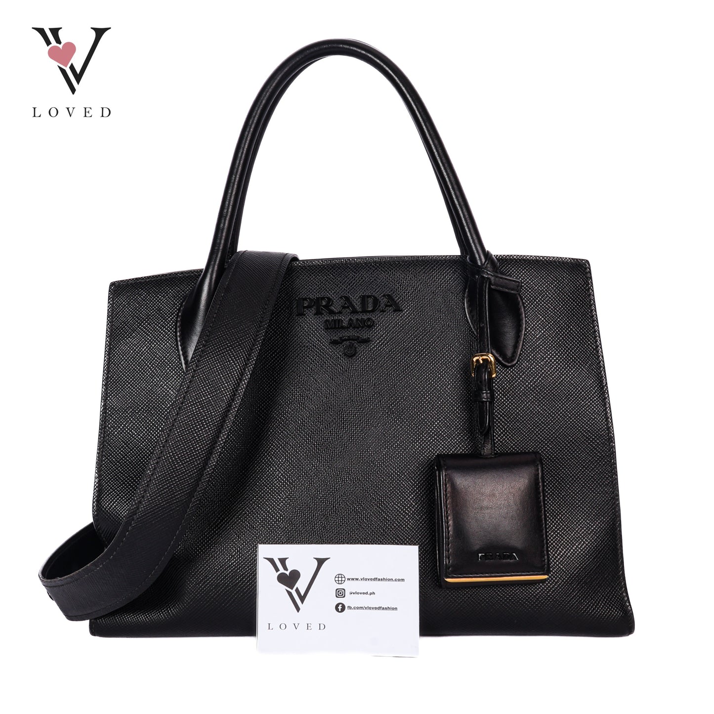 Black Saffiano Lux Leather Monochrome Tote