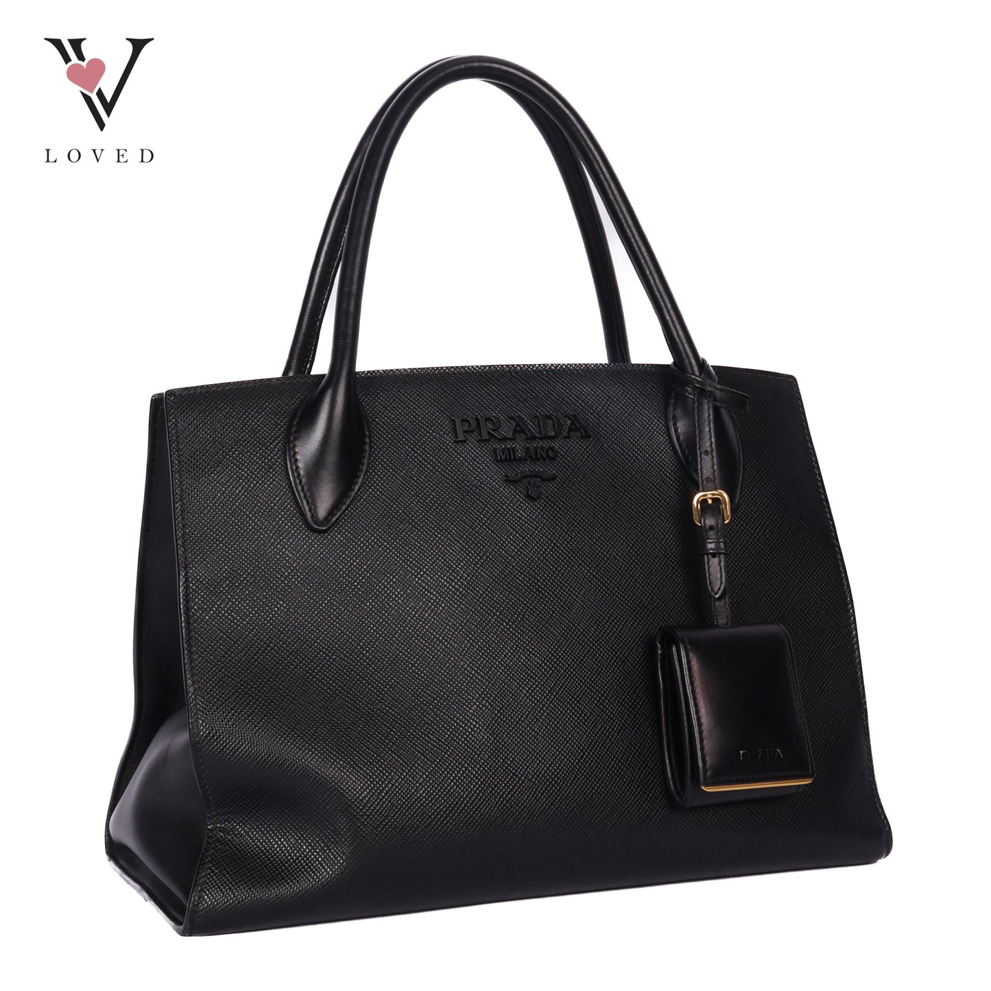 Black Saffiano Lux Leather Monochrome Tote