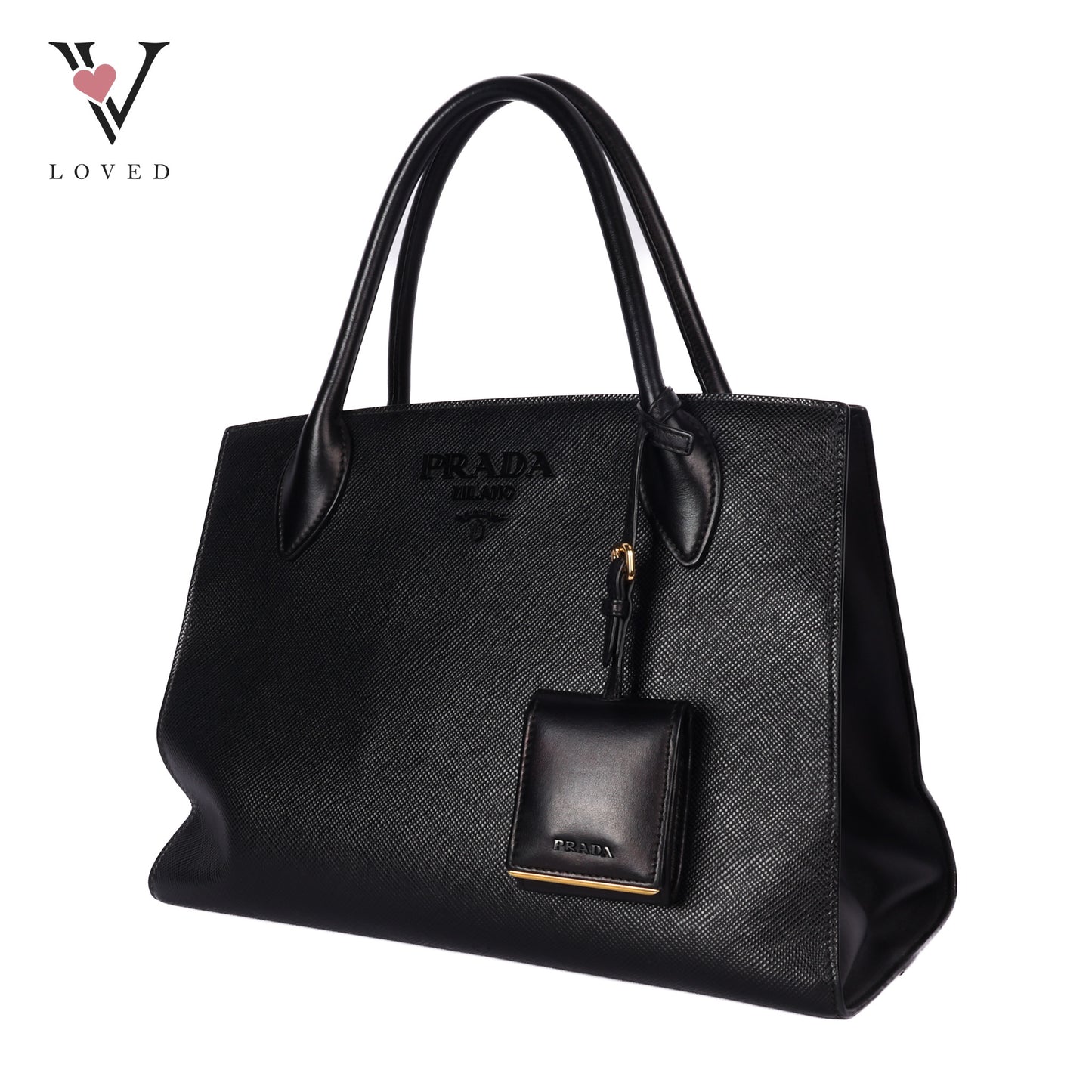 Black Saffiano Lux Leather Monochrome Tote