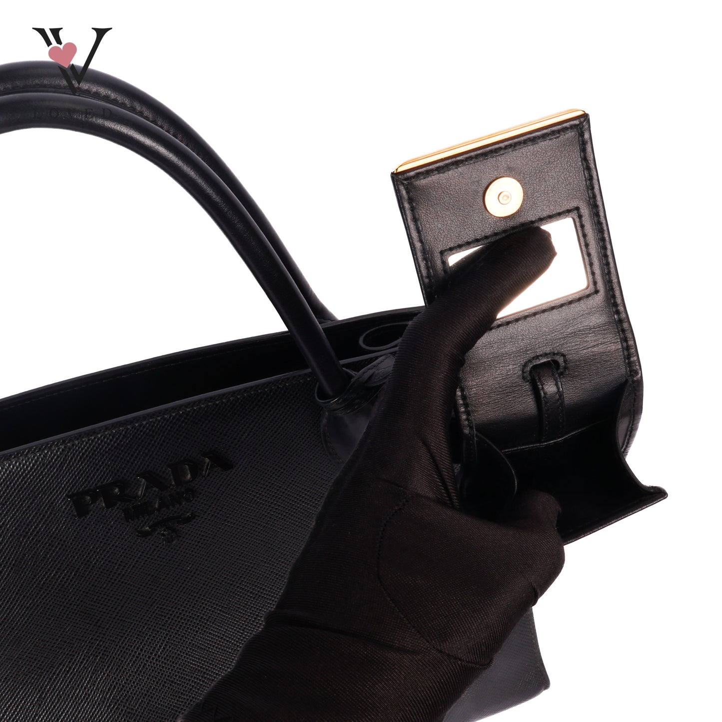 Black Saffiano Lux Leather Monochrome Tote
