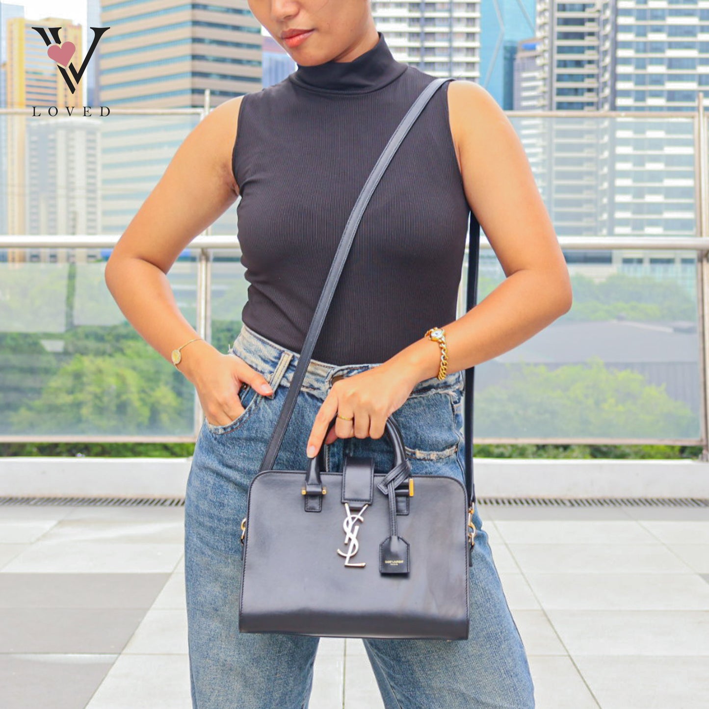 Baby Monogram Cabas In Black Leather