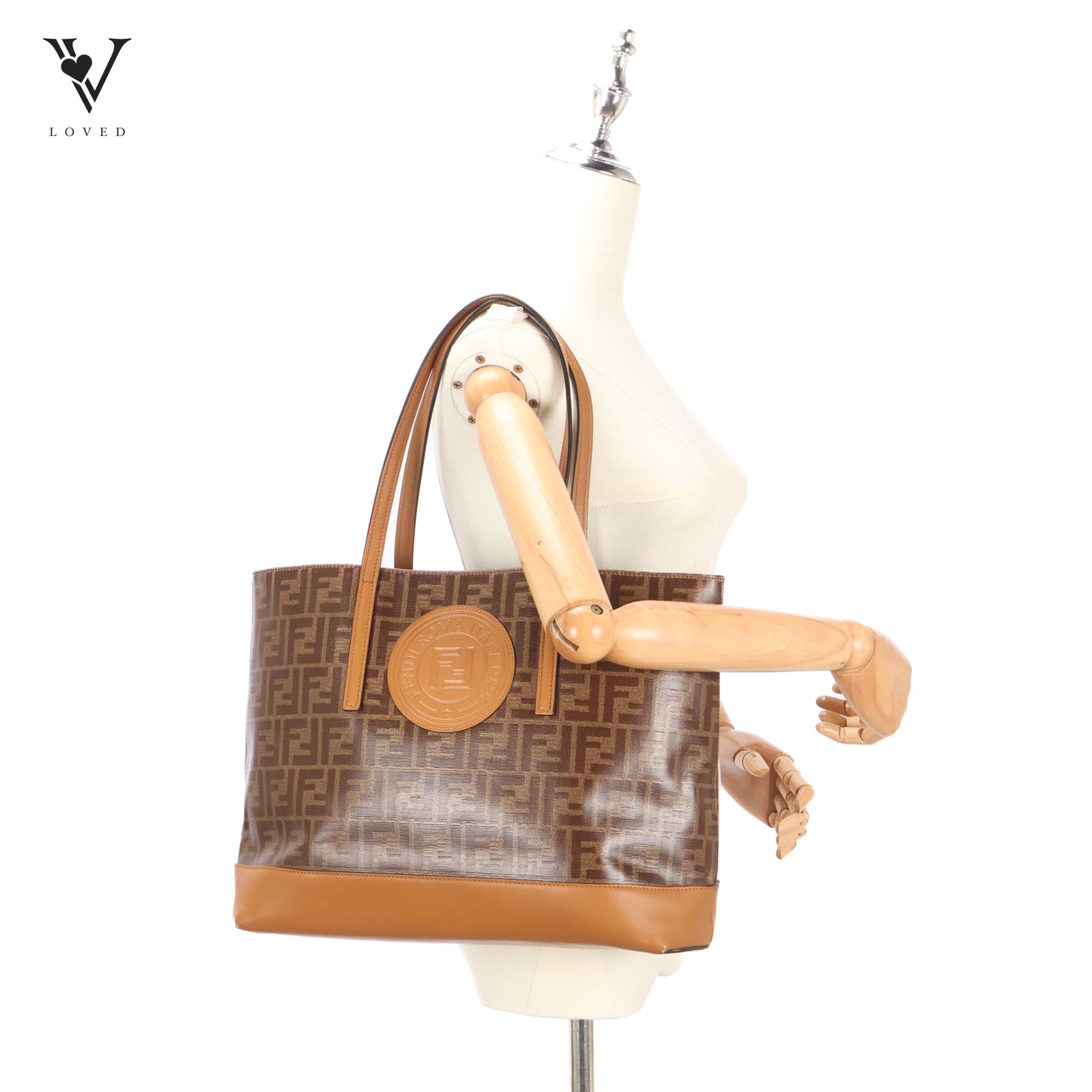 FF Coated Canvas Tote Bag In Brown