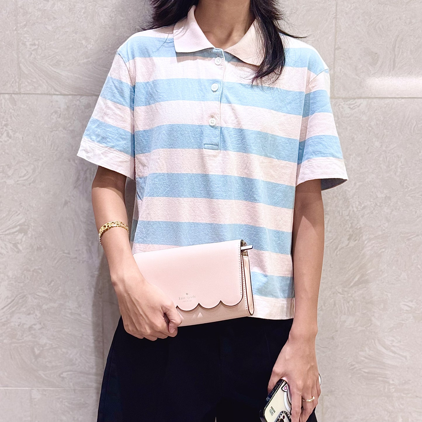 New York Pale Pink Small Leather Crossbody Bag