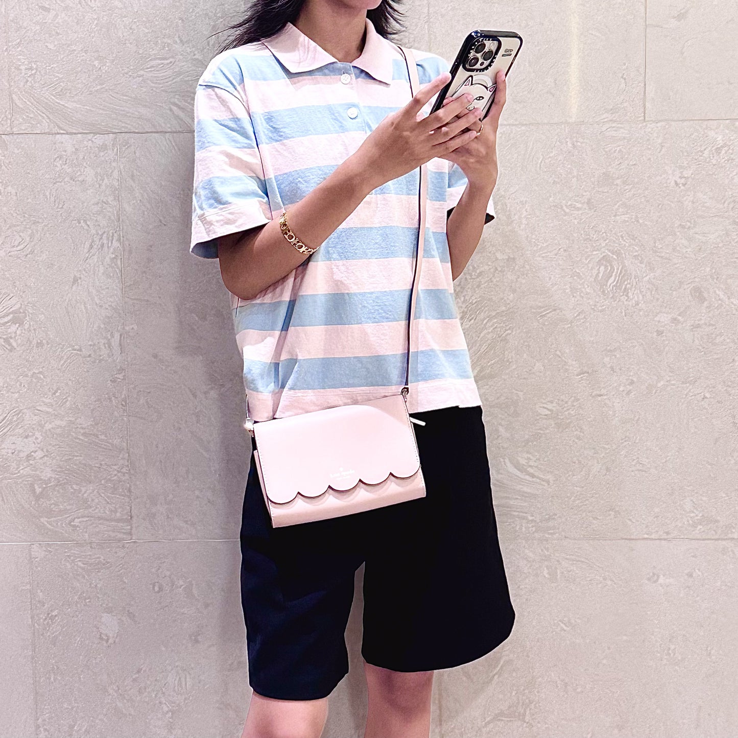 New York Pale Pink Small Leather Crossbody Bag
