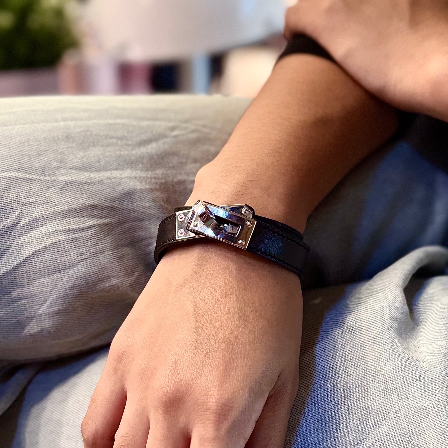 Kelly Bracelet Black Silver Hardware