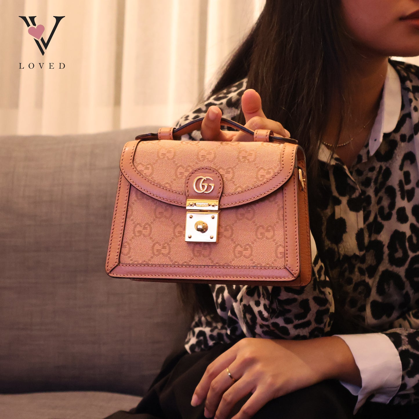 Pink GG Canvas Shoulder Bag