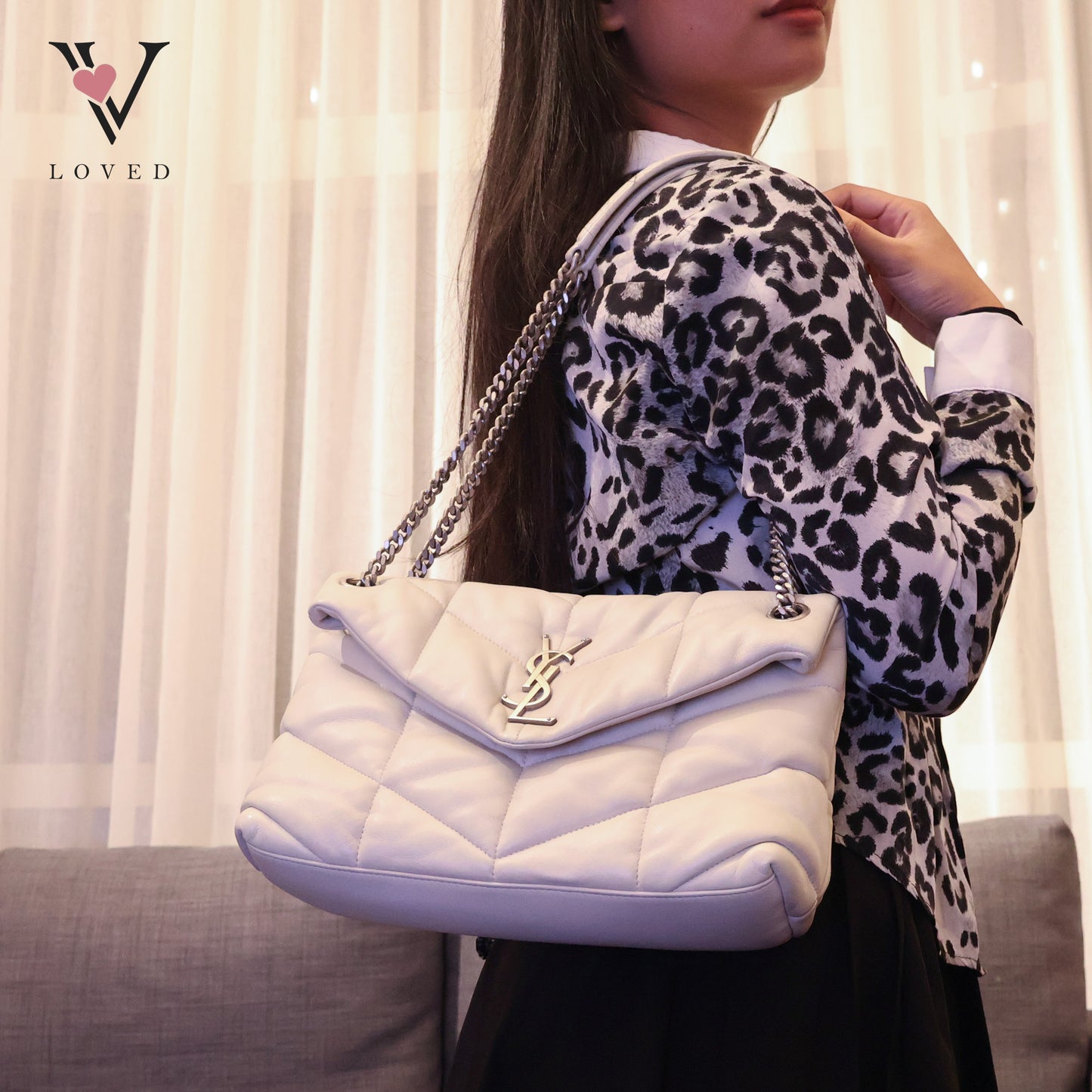 Loulou Puffer In White Shoulder Bag