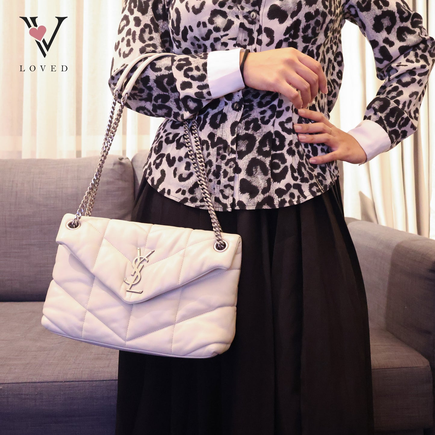 Loulou Puffer In White Shoulder Bag