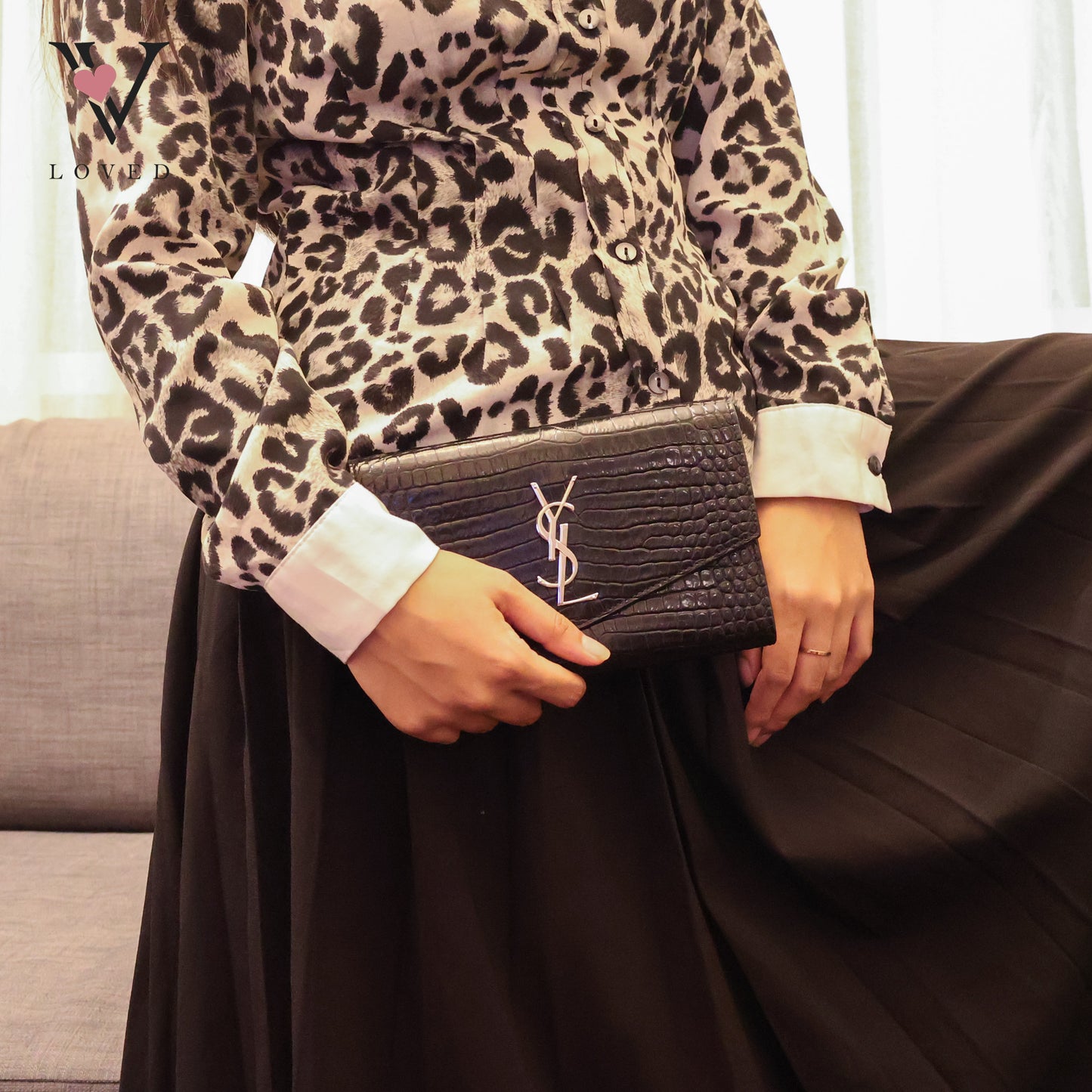 Black Embossed Uptown Crossbody Bag