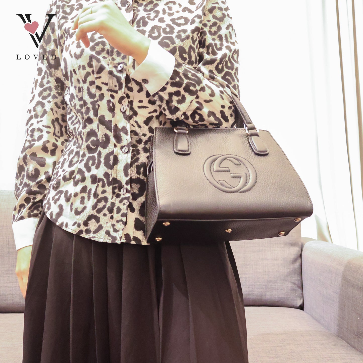 Soho Interlocking Black Handbag