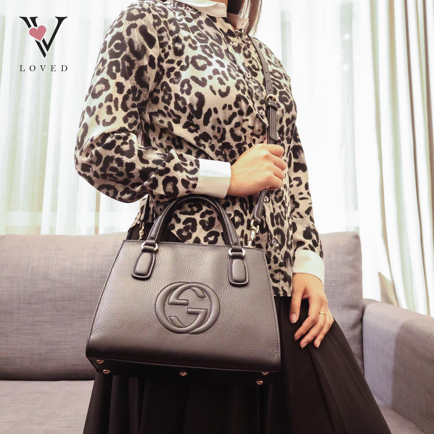 Soho Interlocking Black Handbag