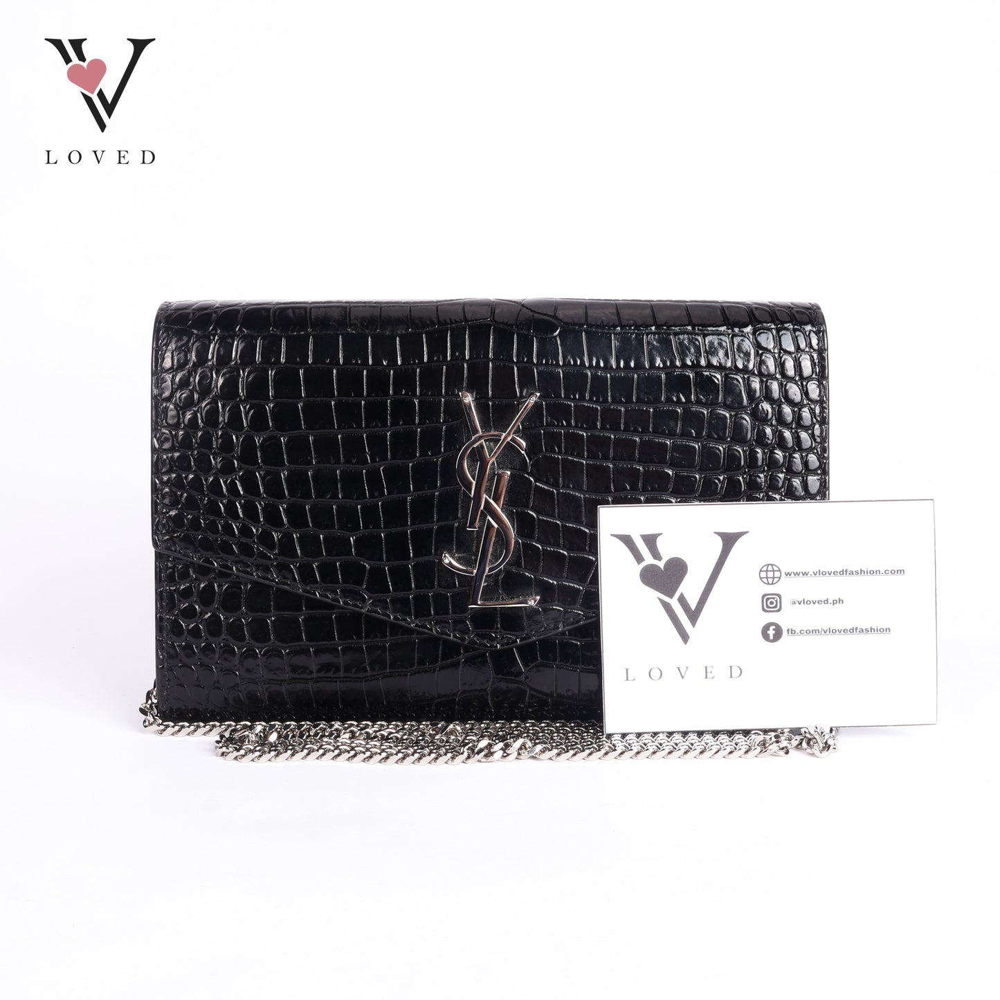 Black Embossed Uptown Crossbody Bag