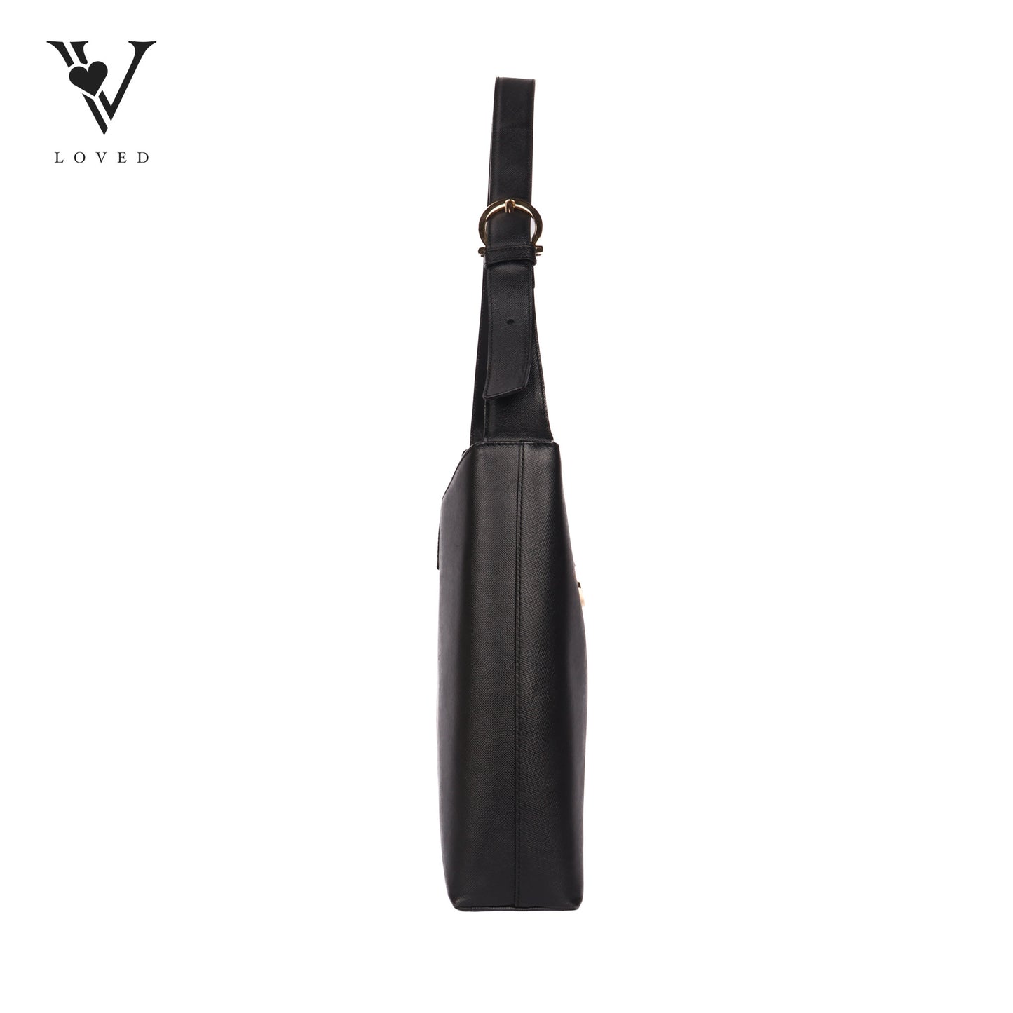 Gancio Hobo Bag In Black Saffiano Leather