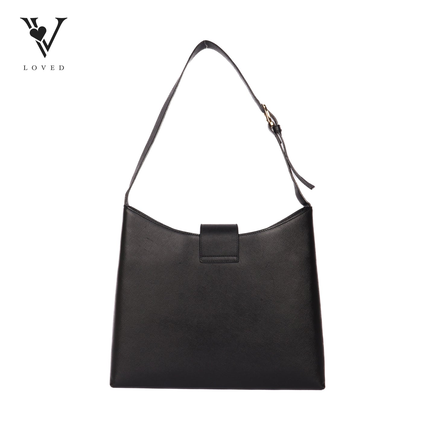Gancio Hobo Bag In Black Saffiano Leather