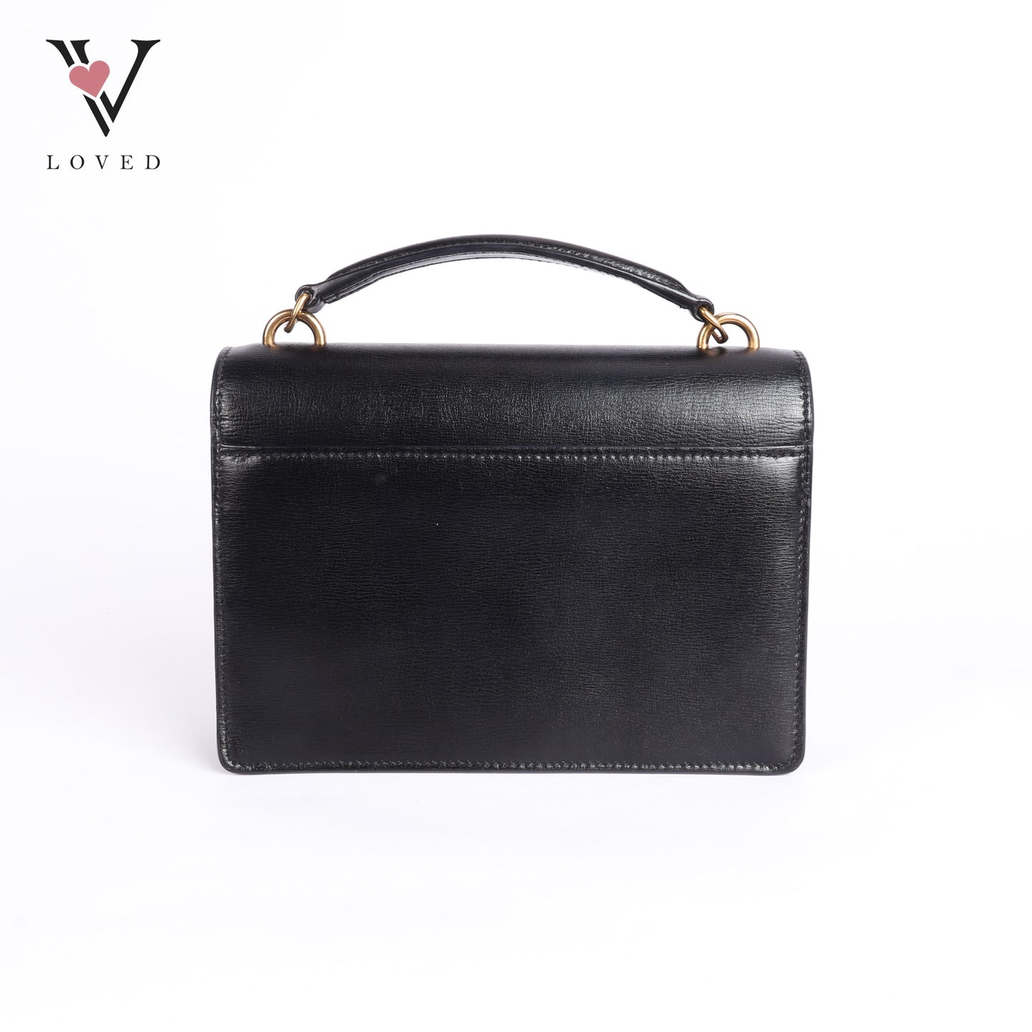 Black Leather Sunset Chain Shoulder Bag