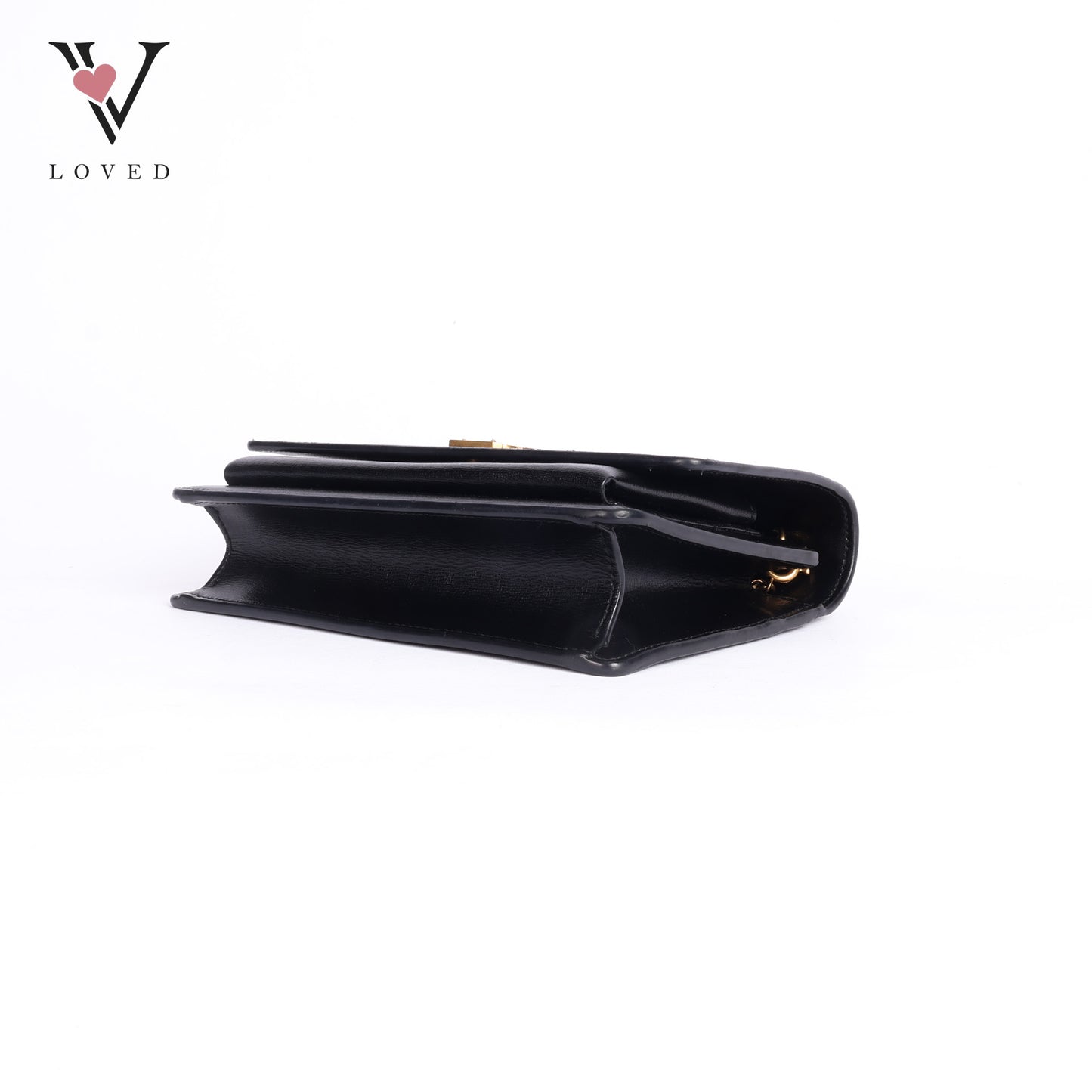 Black Leather Sunset Chain Shoulder Bag