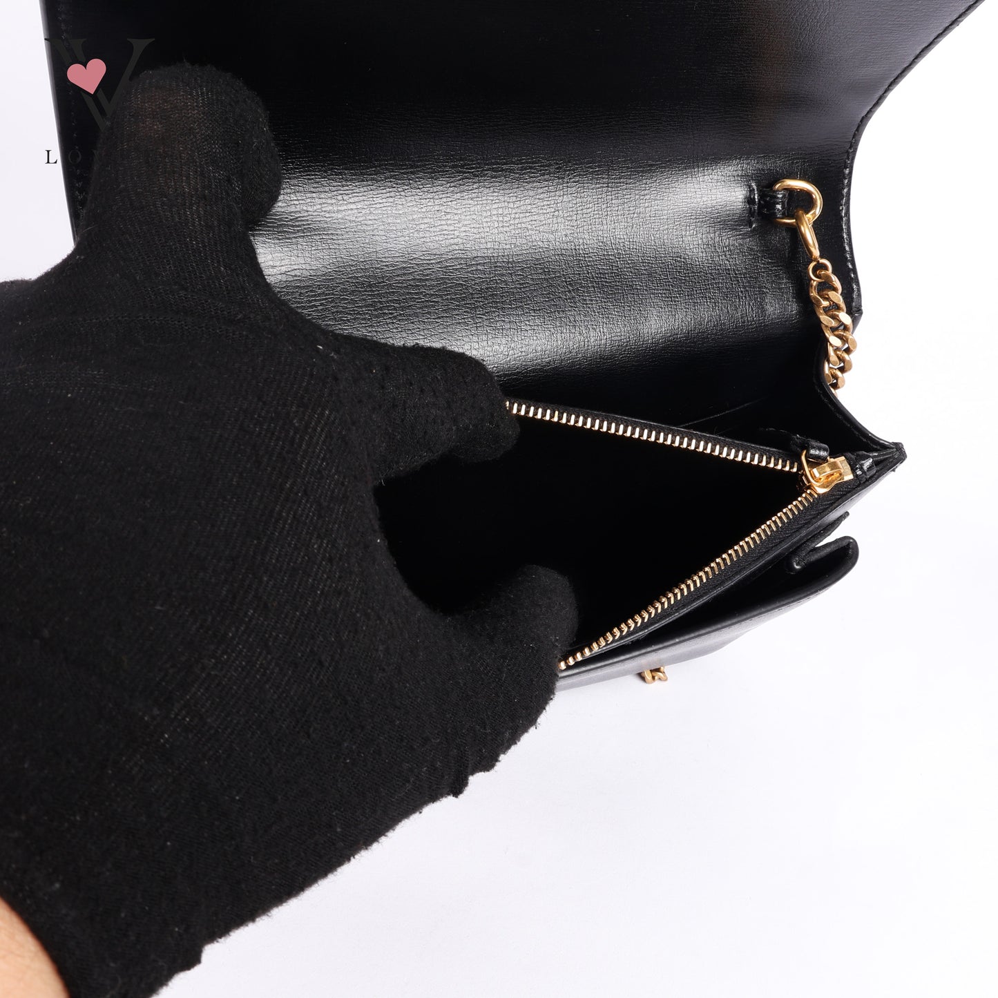 Black Leather Sunset Chain Shoulder Bag