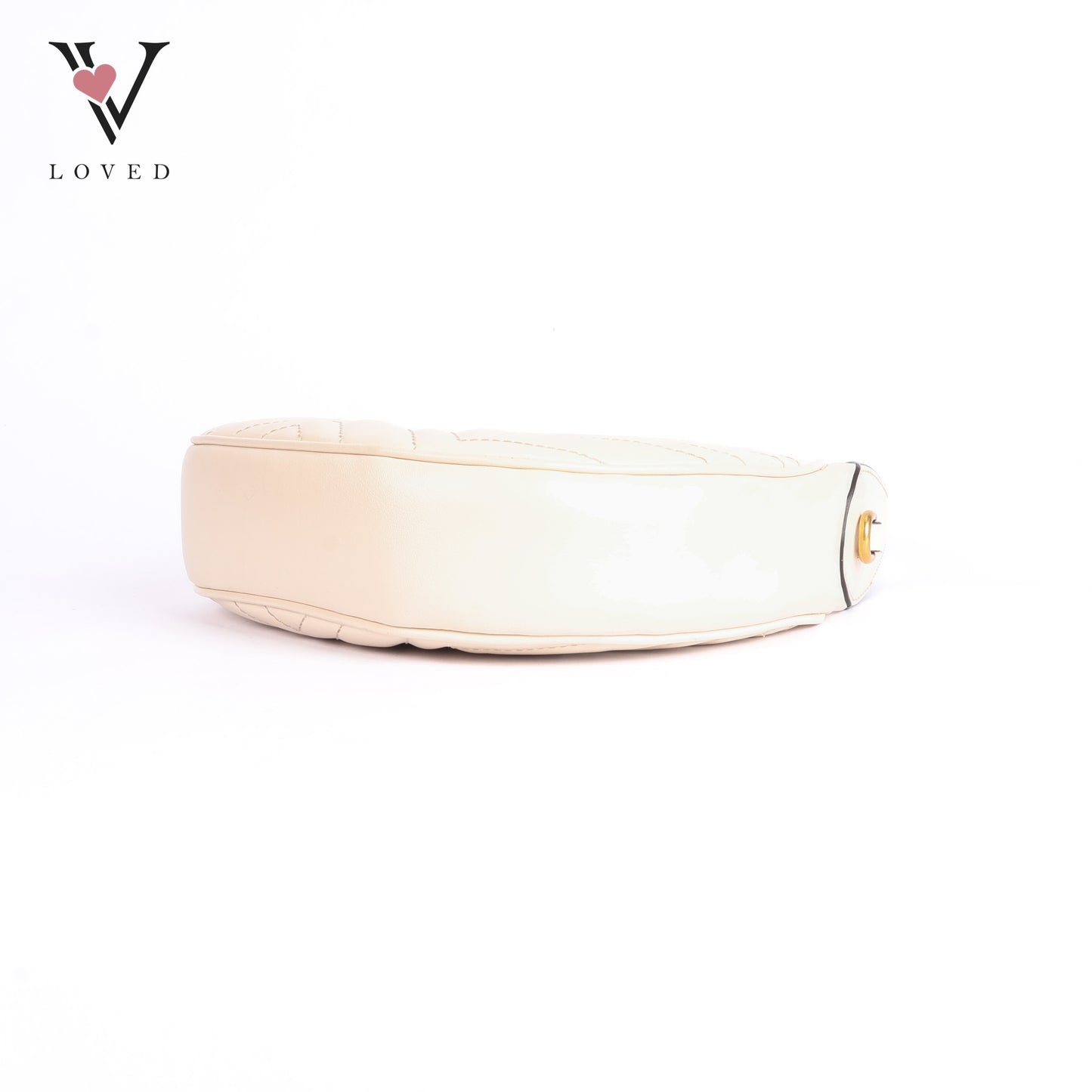 White GG Marmont Half Moon Shaped Matelasse Leather Satchel