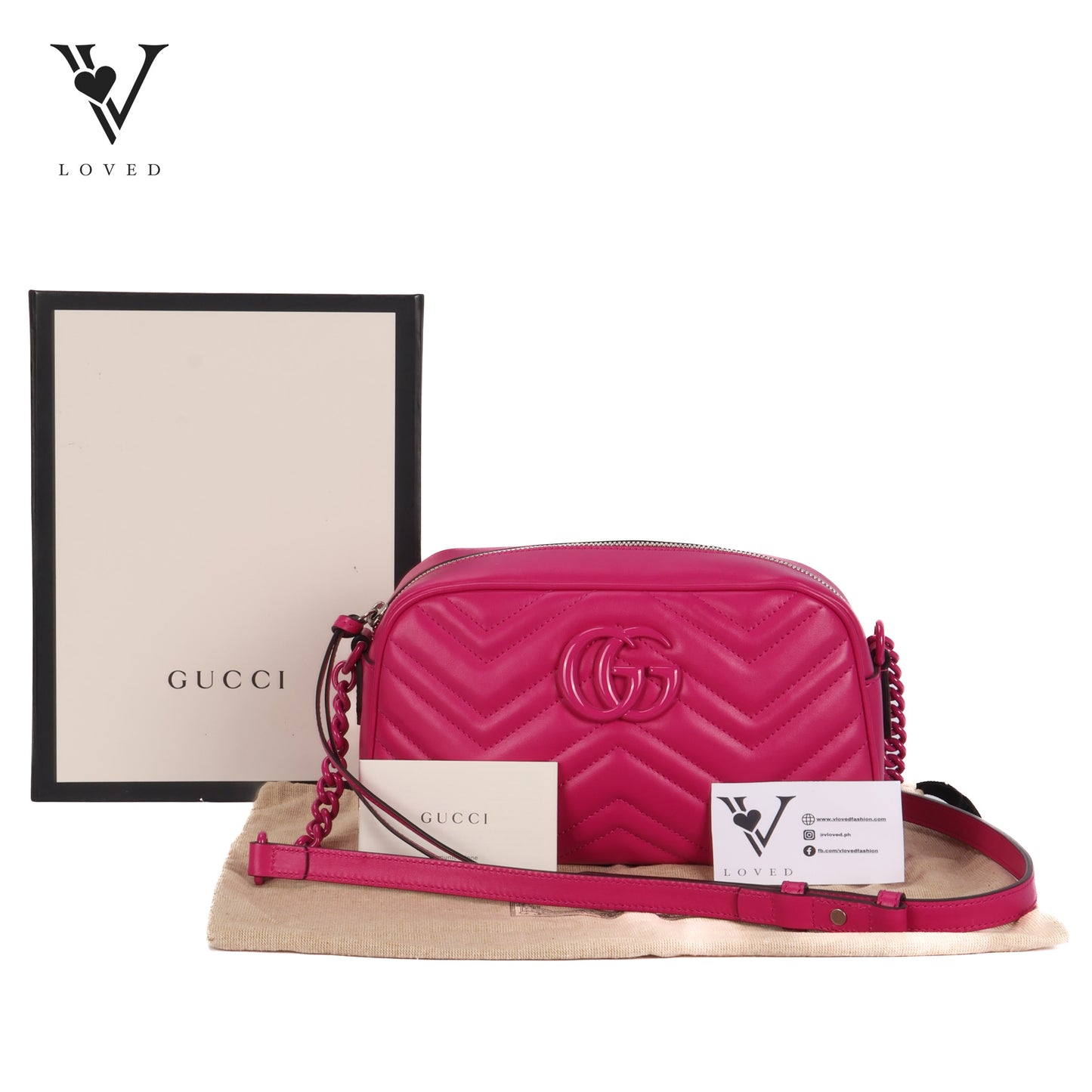 GG Marmont Matelassé Crossbody Bag in Hot Pink Calfskin Leather