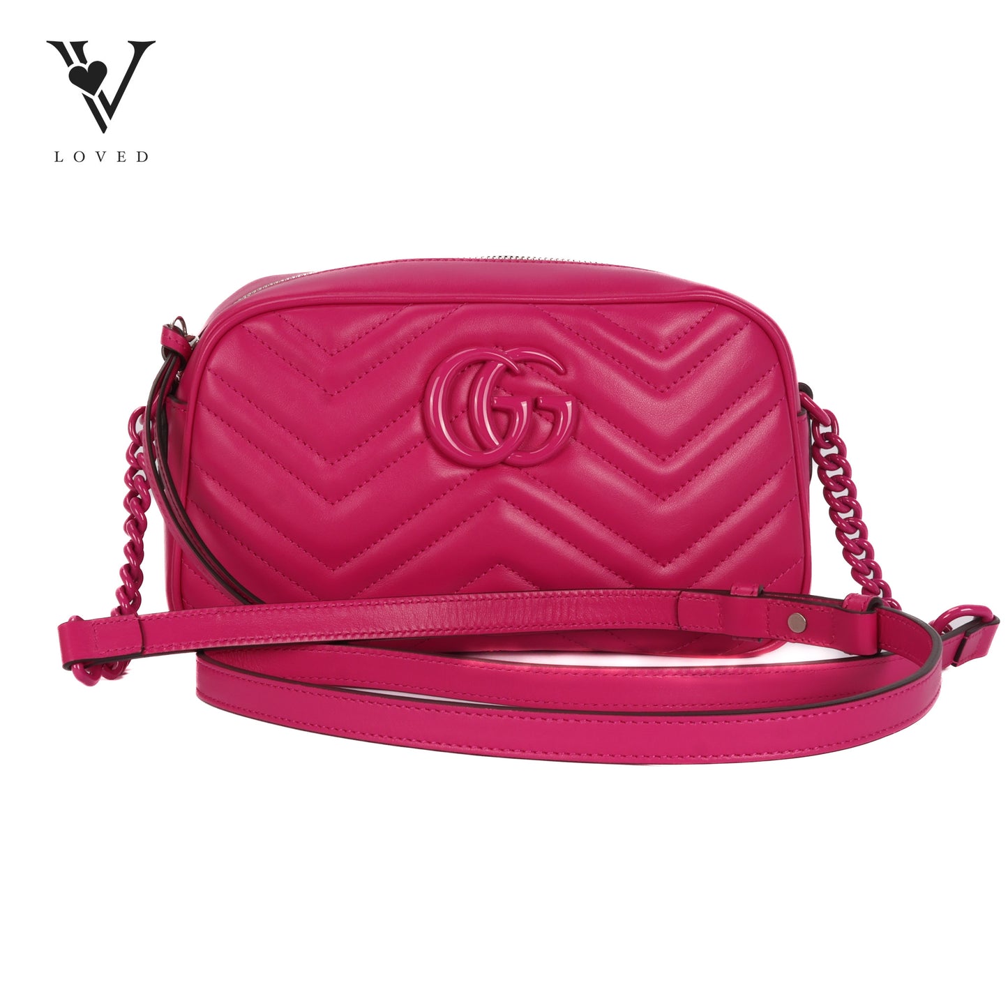 GG Marmont Matelassé Crossbody Bag in Hot Pink Calfskin Leather