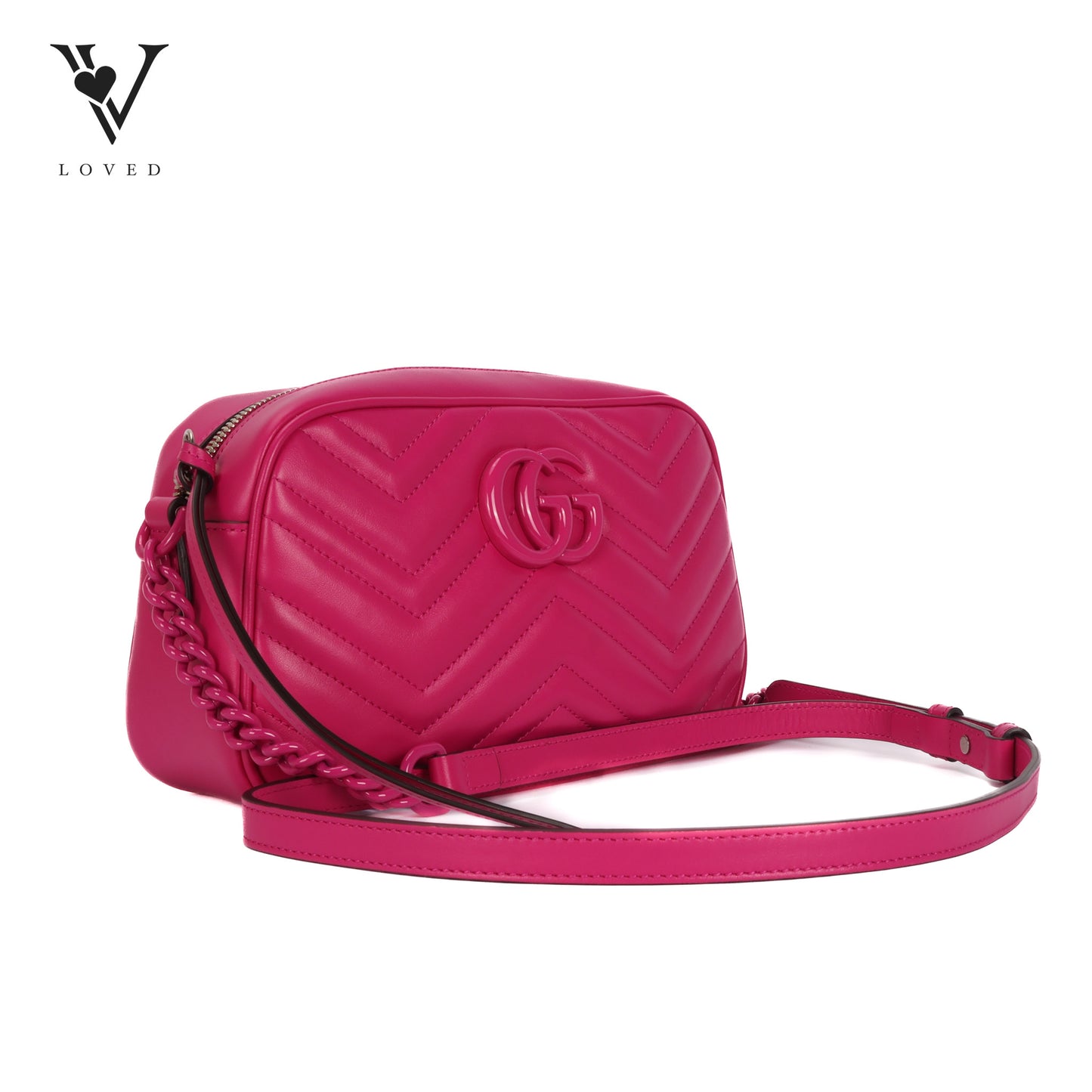 GG Marmont Matelassé Crossbody Bag in Hot Pink Calfskin Leather