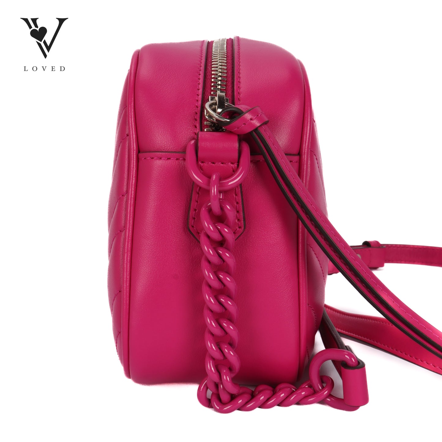 GG Marmont Matelassé Crossbody Bag in Hot Pink Calfskin Leather