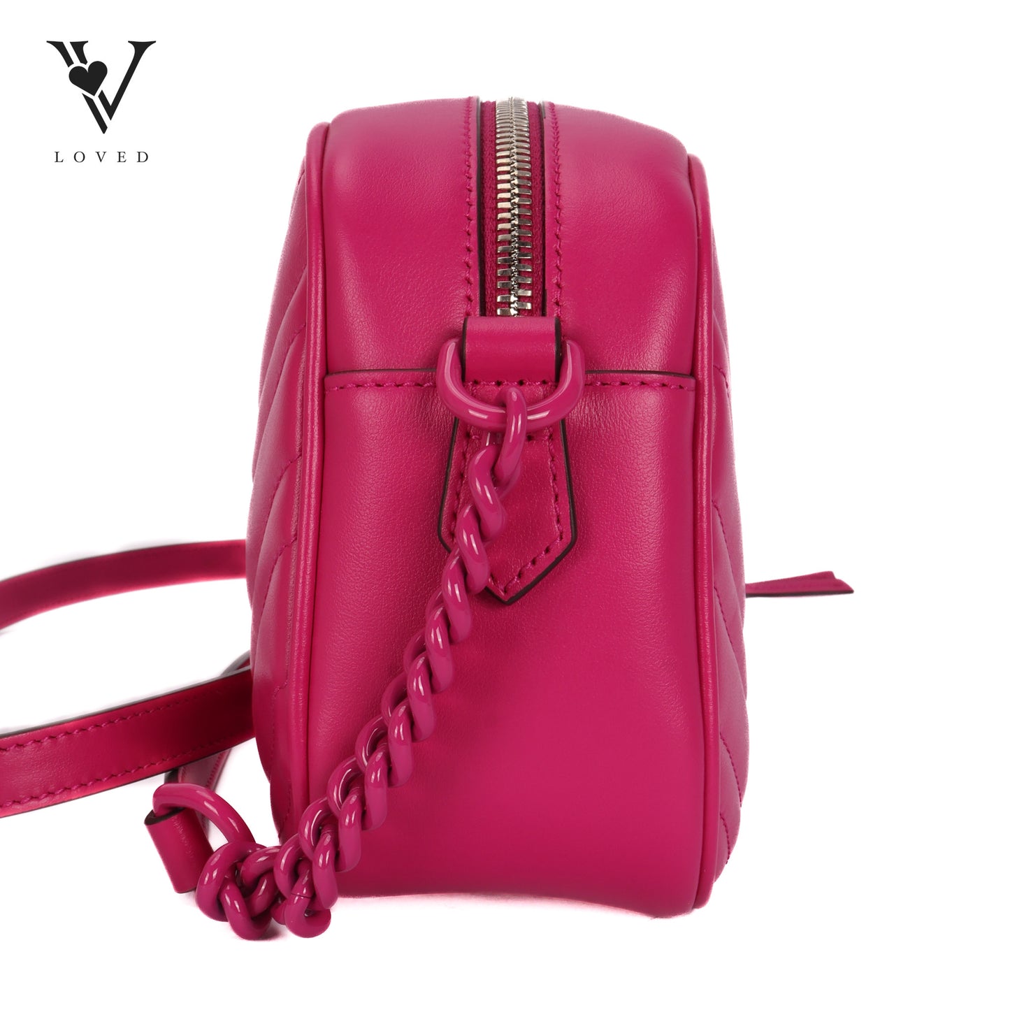 GG Marmont Matelassé Crossbody Bag in Hot Pink Calfskin Leather