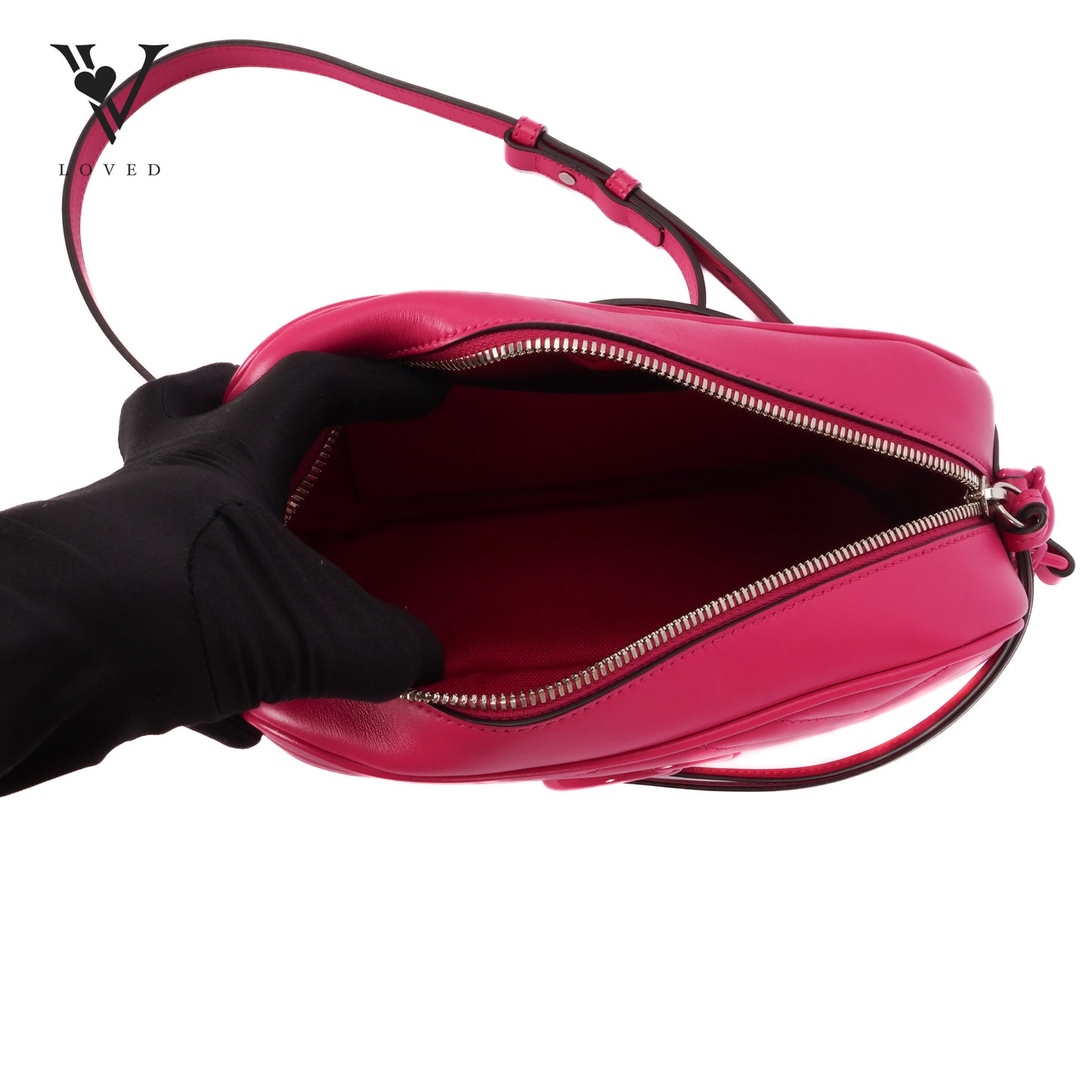 GG Marmont Matelassé Crossbody Bag in Hot Pink Calfskin Leather